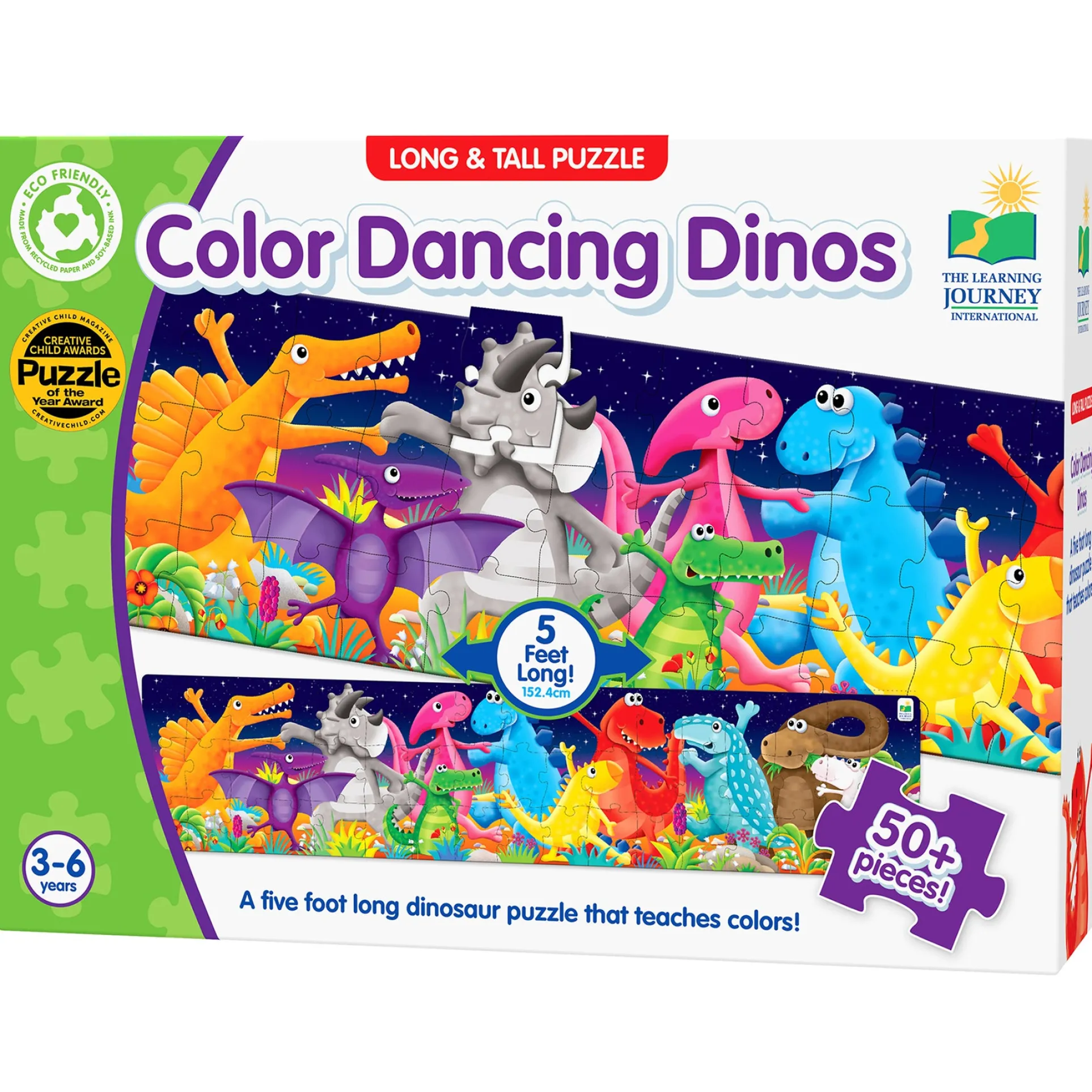The Learning Journey Long & Tall Puzzles - Color Dancing Dinos - 51 pc