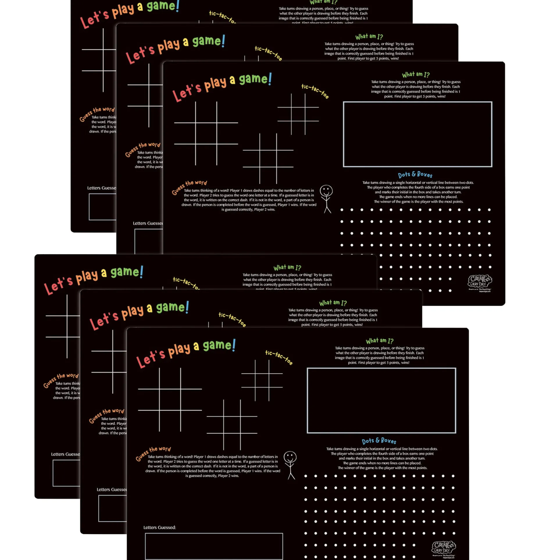The Pencil Grip Activity Playmat - Interactive Drawing Games - Pack of 6