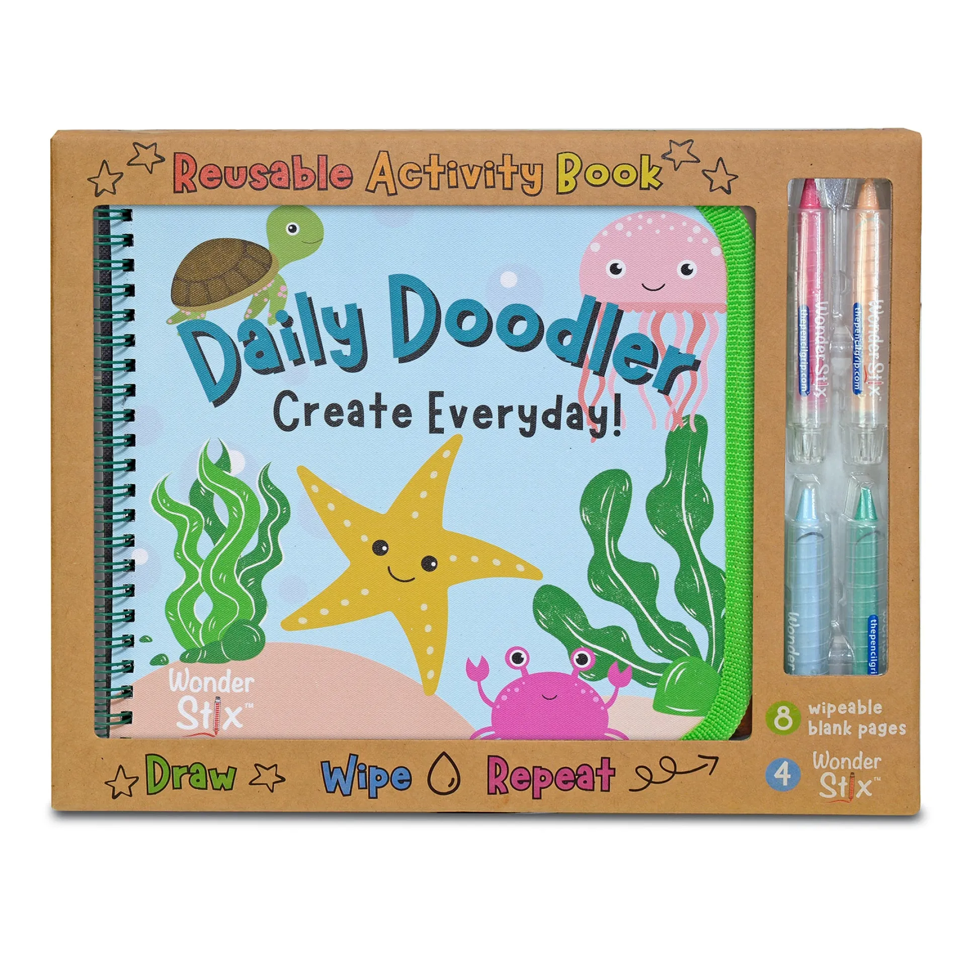 The Pencil Grip Sea Life Daily Doodler Activity Book with Wonder Stix - Assorted Colors