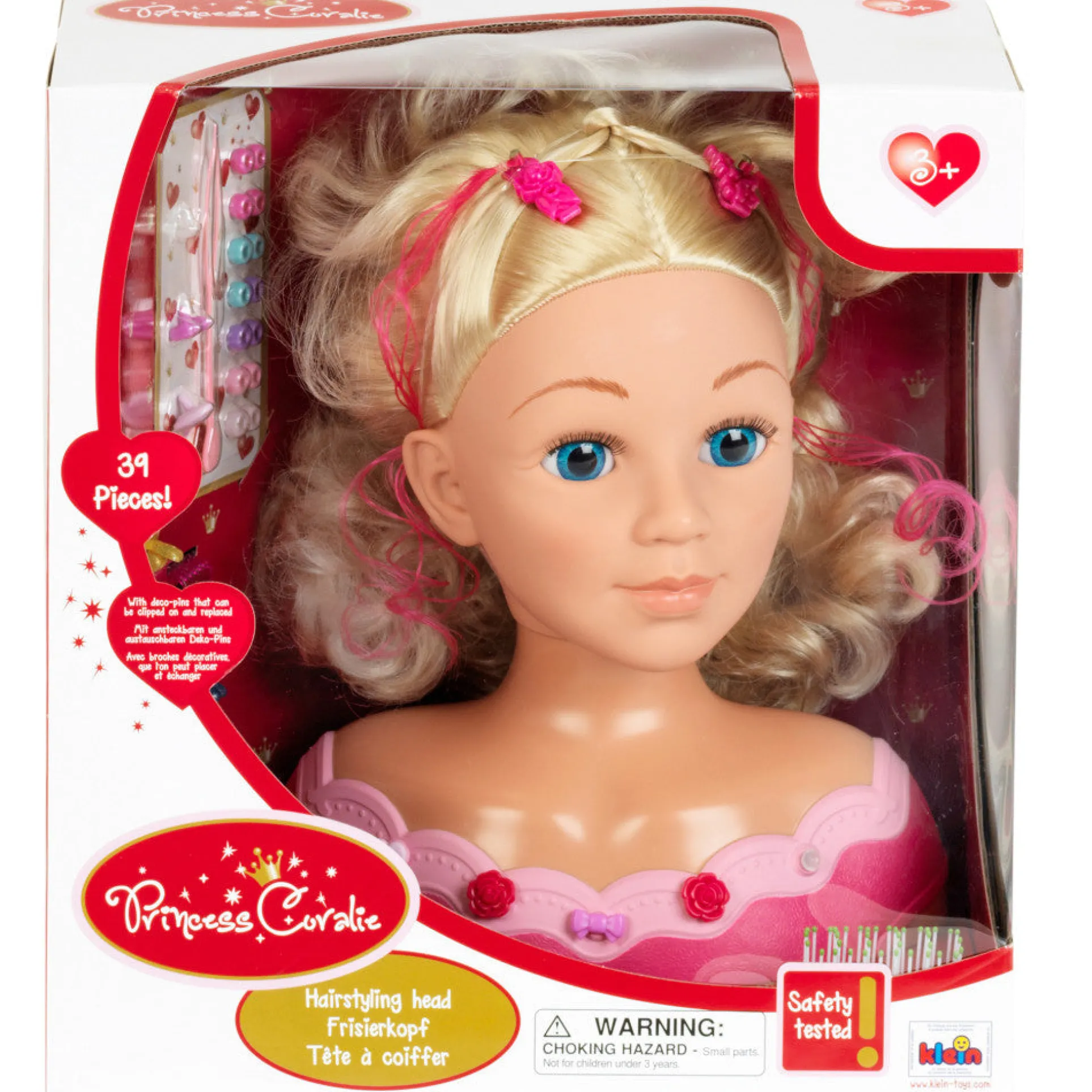 Theo Klein Princess Coralie 11" Hairdressing Head - Little Emma with Styling Accessories