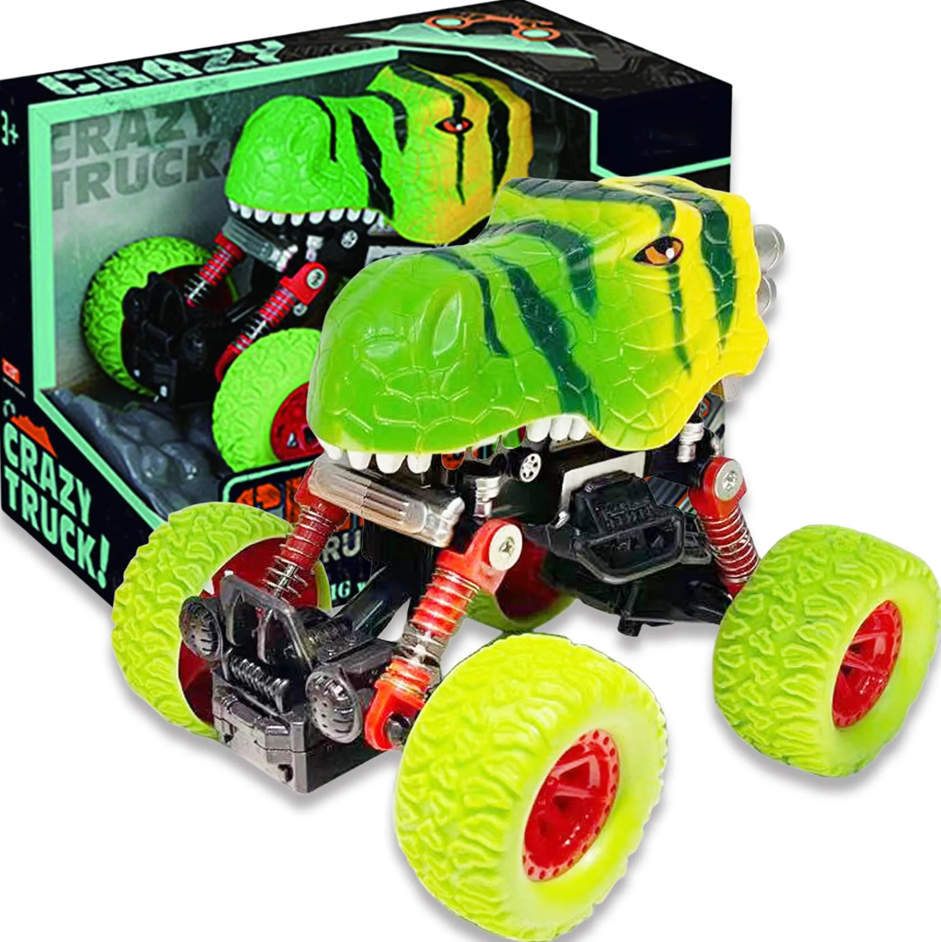 Thin Air Toys Crazy Truck Big Wheels Dinosaur Stunt Truck 4.5"
