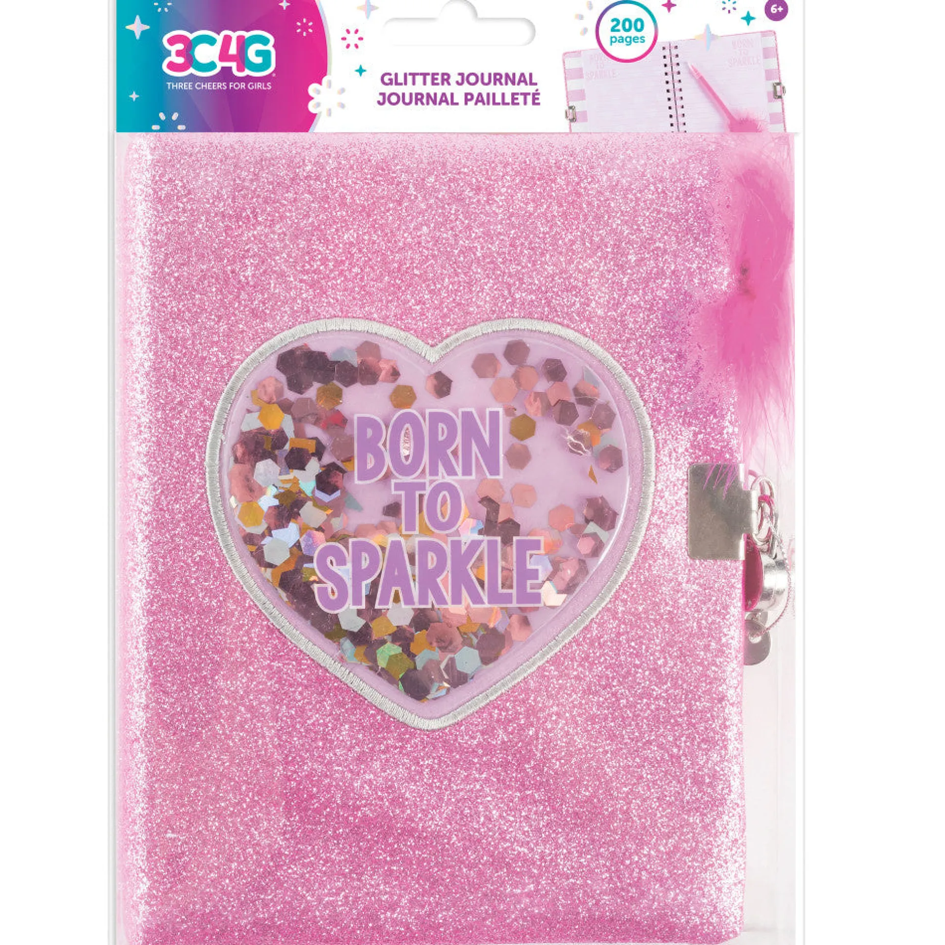 Three Cheers For Girls - Born To Sparkle - Glitter Locking Journal