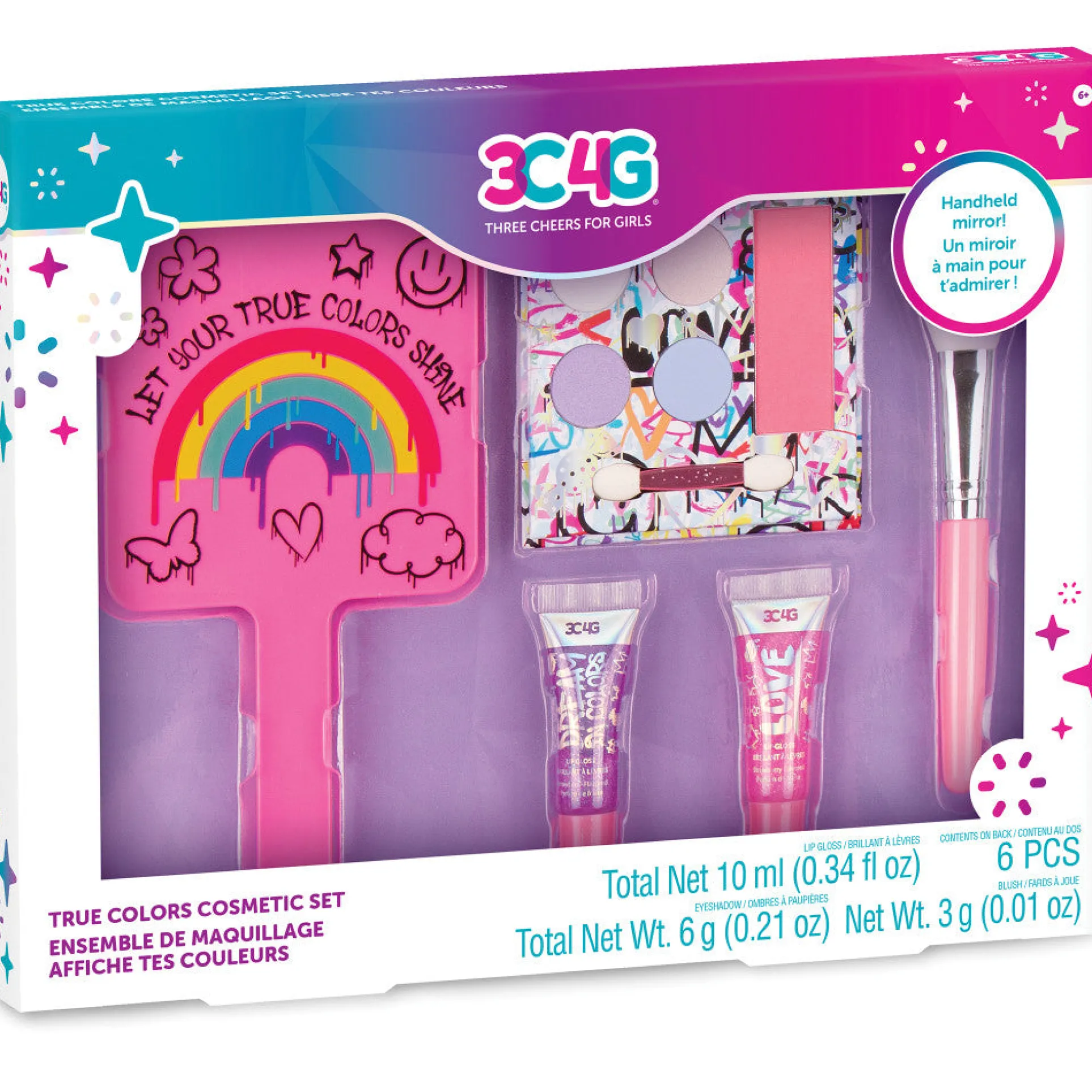 Three Cheers For Girls Graffiti Cosmetic Set with Mirror - Colorful Makeup Kit