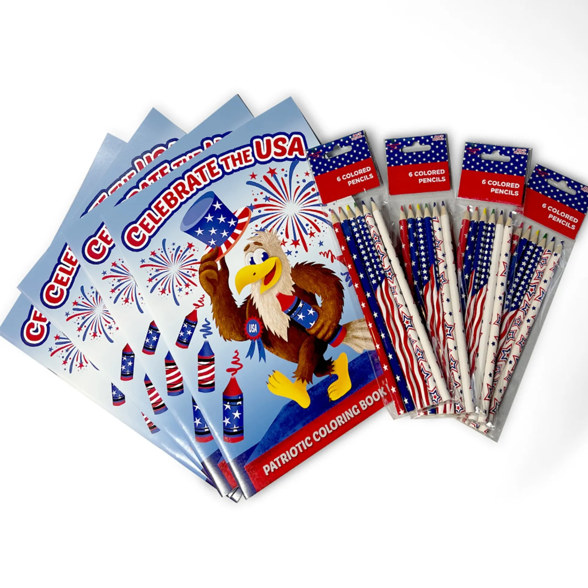Three Little Twigs Patriotic 8-Piece Coloring Book Bundle for Kids Ages 3+