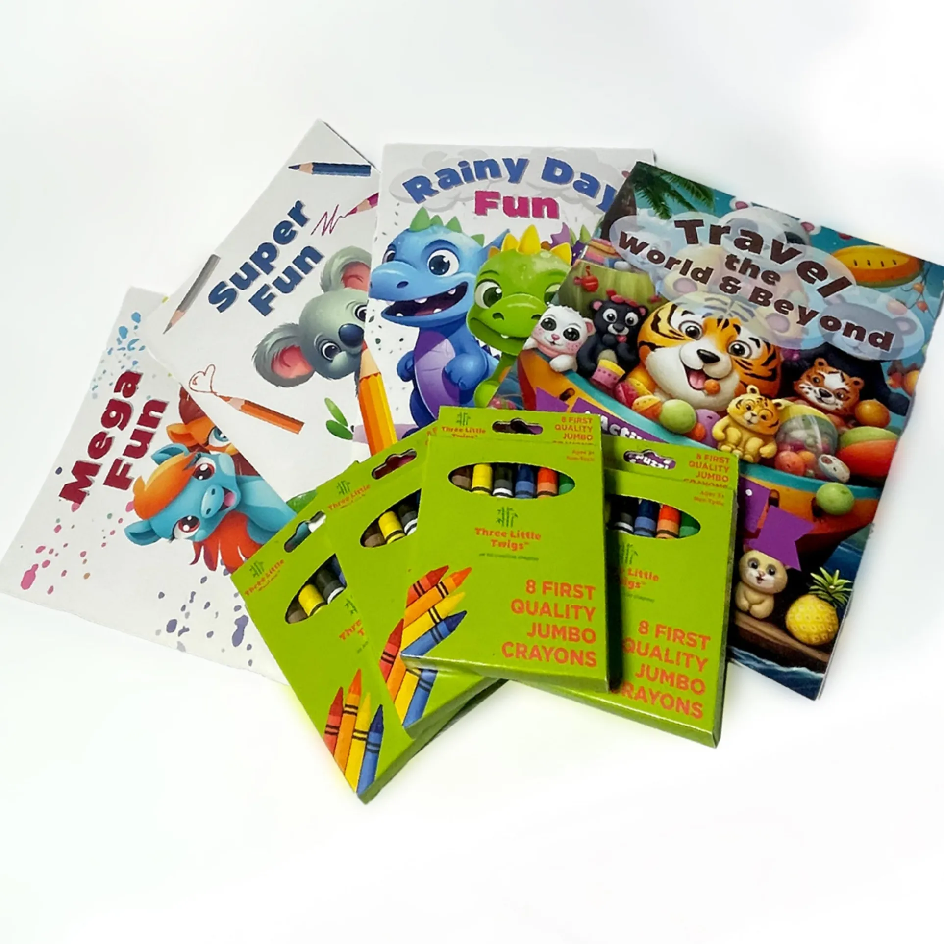 Three Little Twigs: Beginner's Activity Coloring Bundle - 8pc Set for Ages 3+