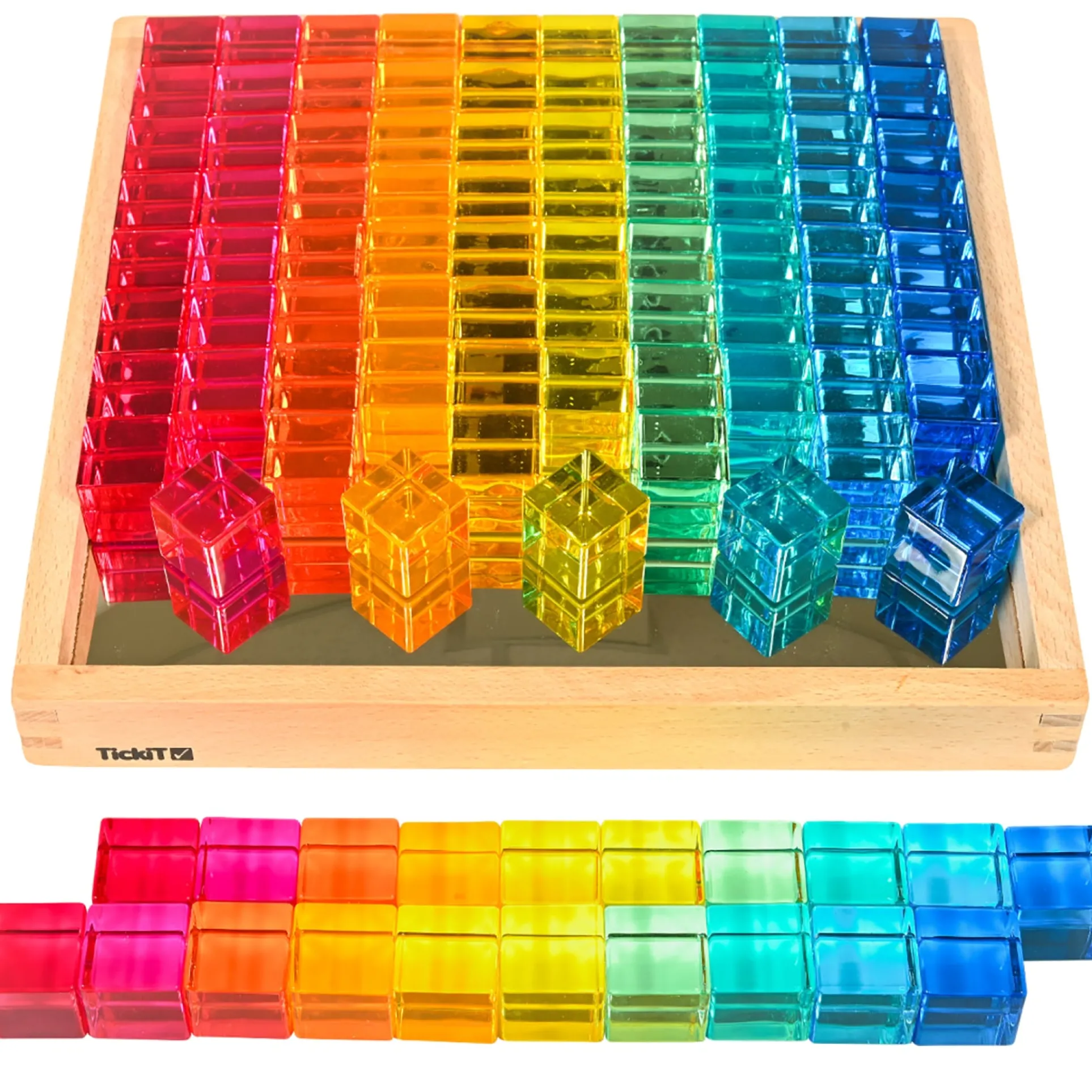 TickiT Gem Cube Mirror Tray - Colorful Sensory Exploration
