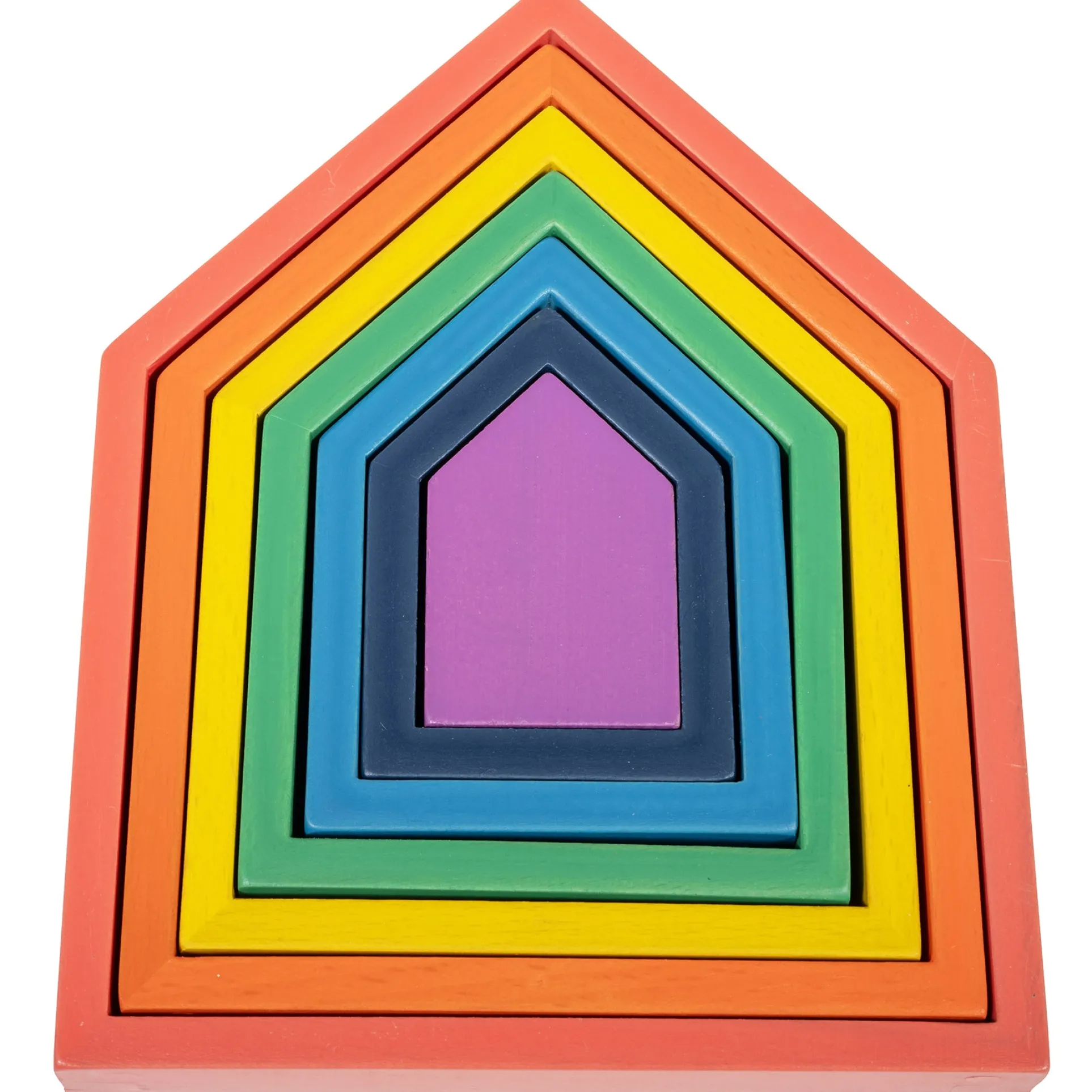 TickiT Rainbow Architect Houses - Colorful Wooden Nesting Play Set of 7