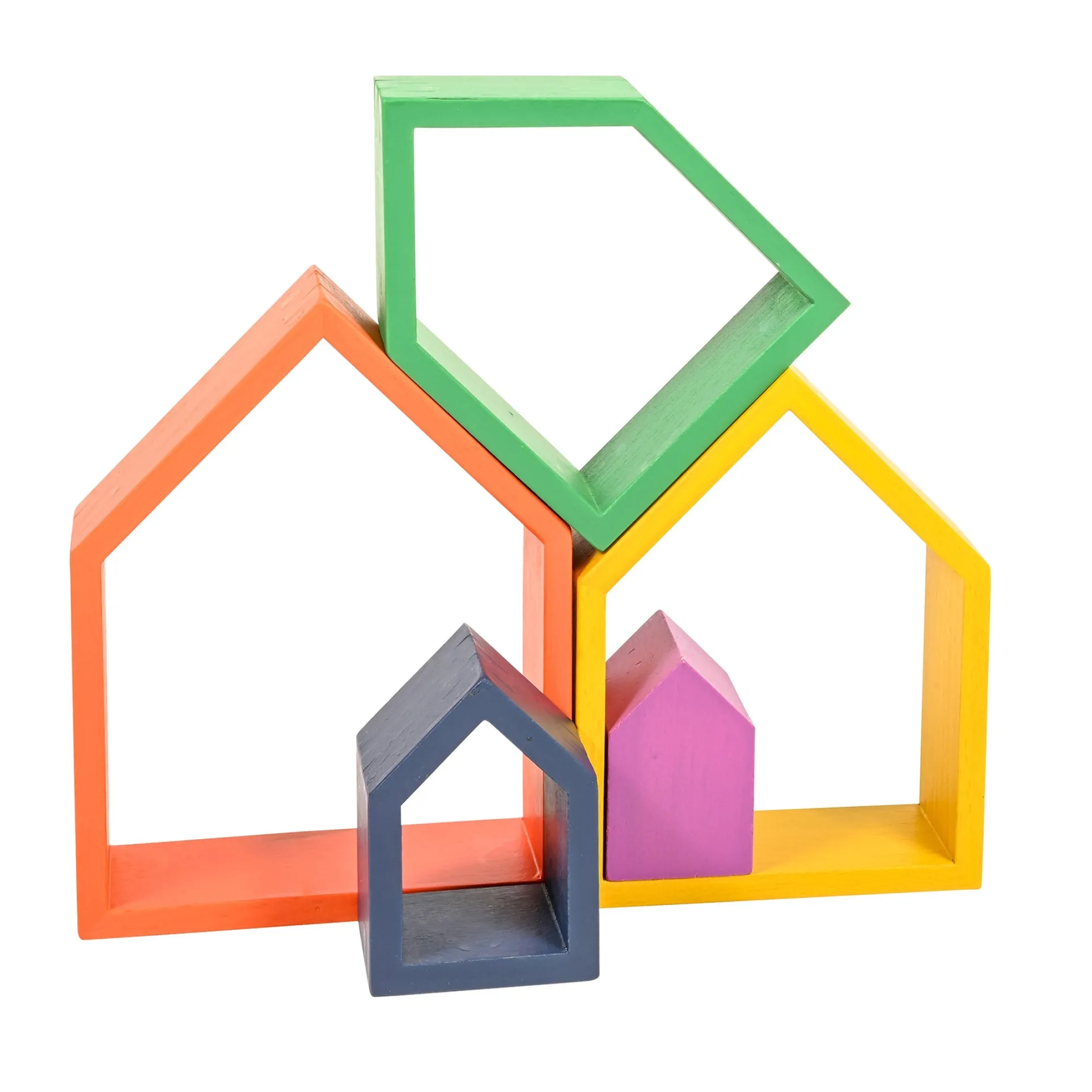 TickiT Rainbow Architect Houses - Colorful Wooden Nesting Play Set of 7