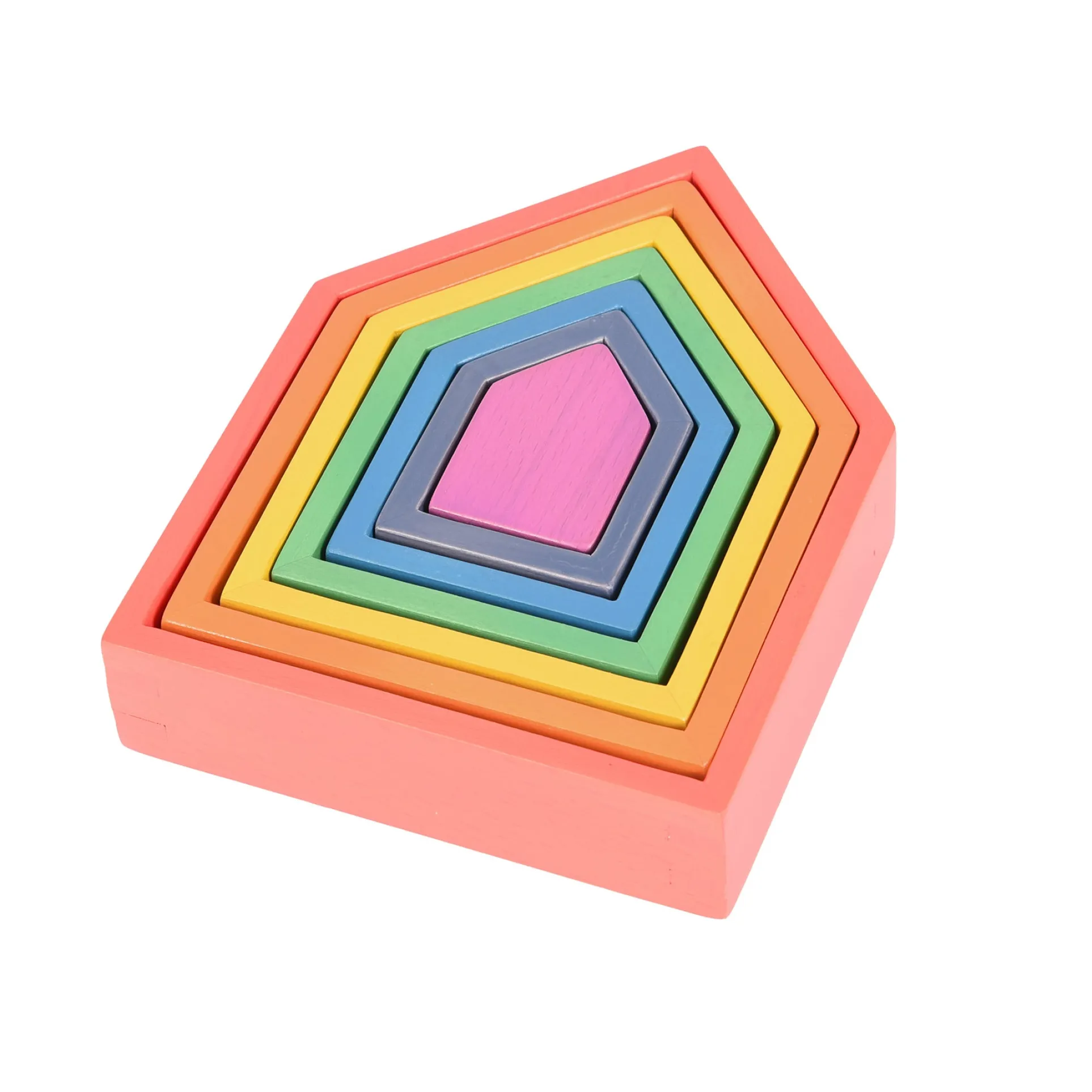 TickiT Rainbow Architect Houses - Colorful Wooden Nesting Play Set of 7