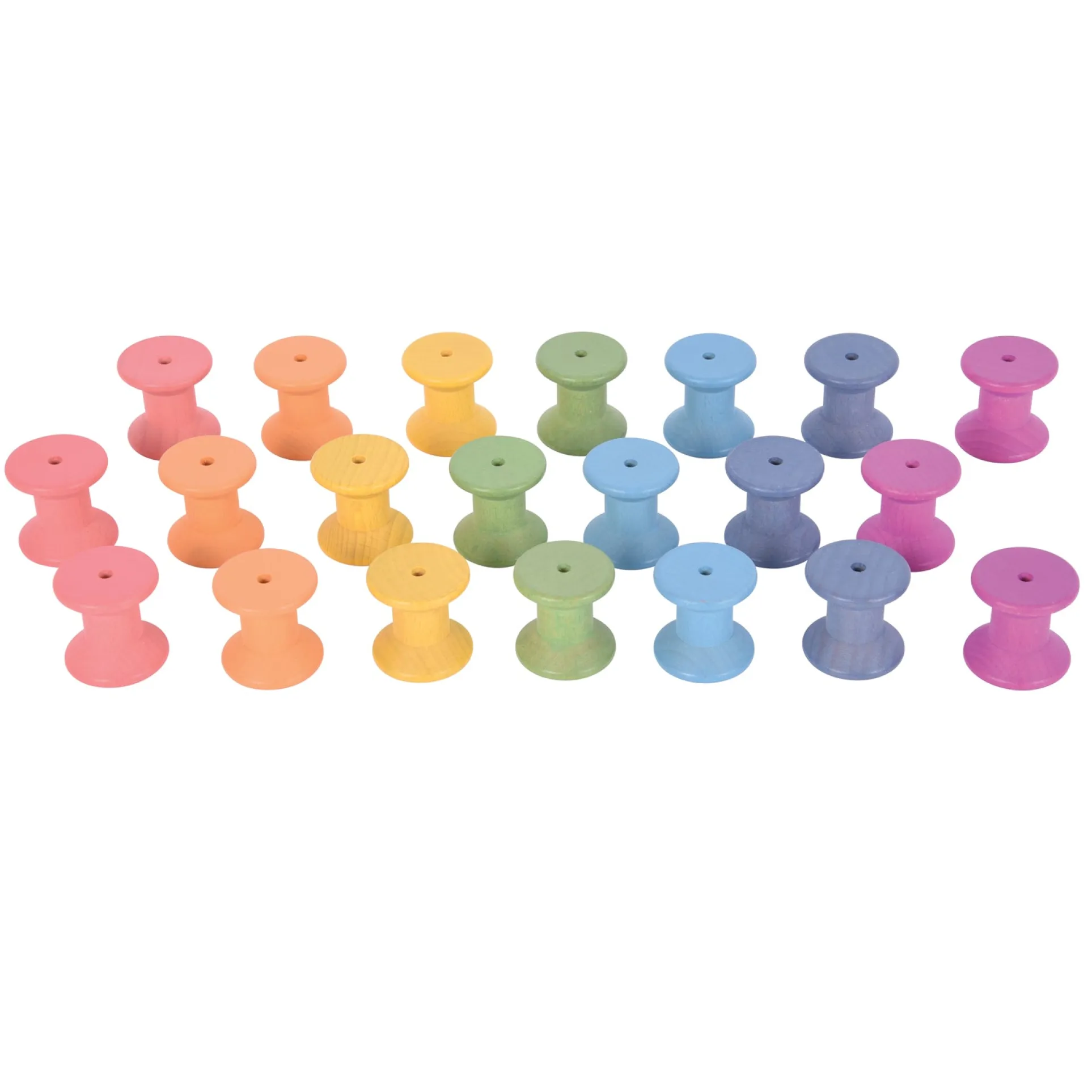 TickiT Rainbow Wooden Spools ‚Äì Colorful Heuristic Play Set of 21