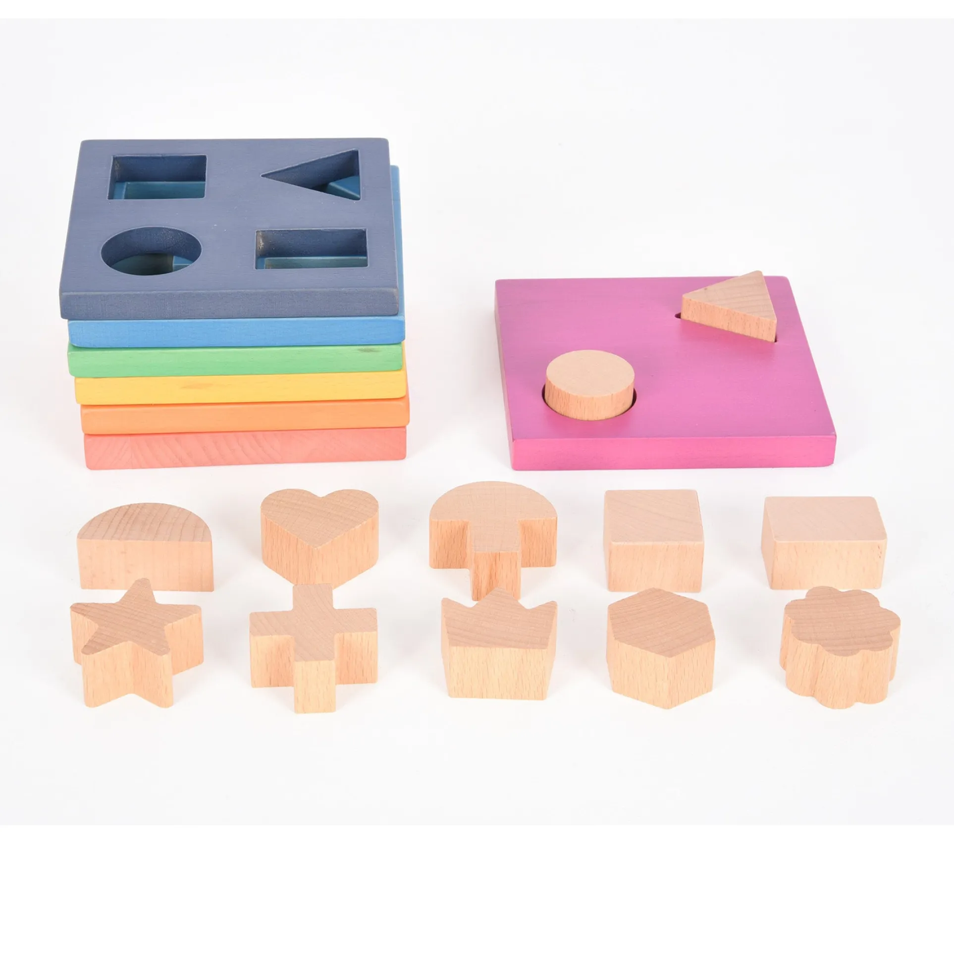 TickiT Rainbow Wooden Shape Stacker ‚Äì Colorful Educational Toy