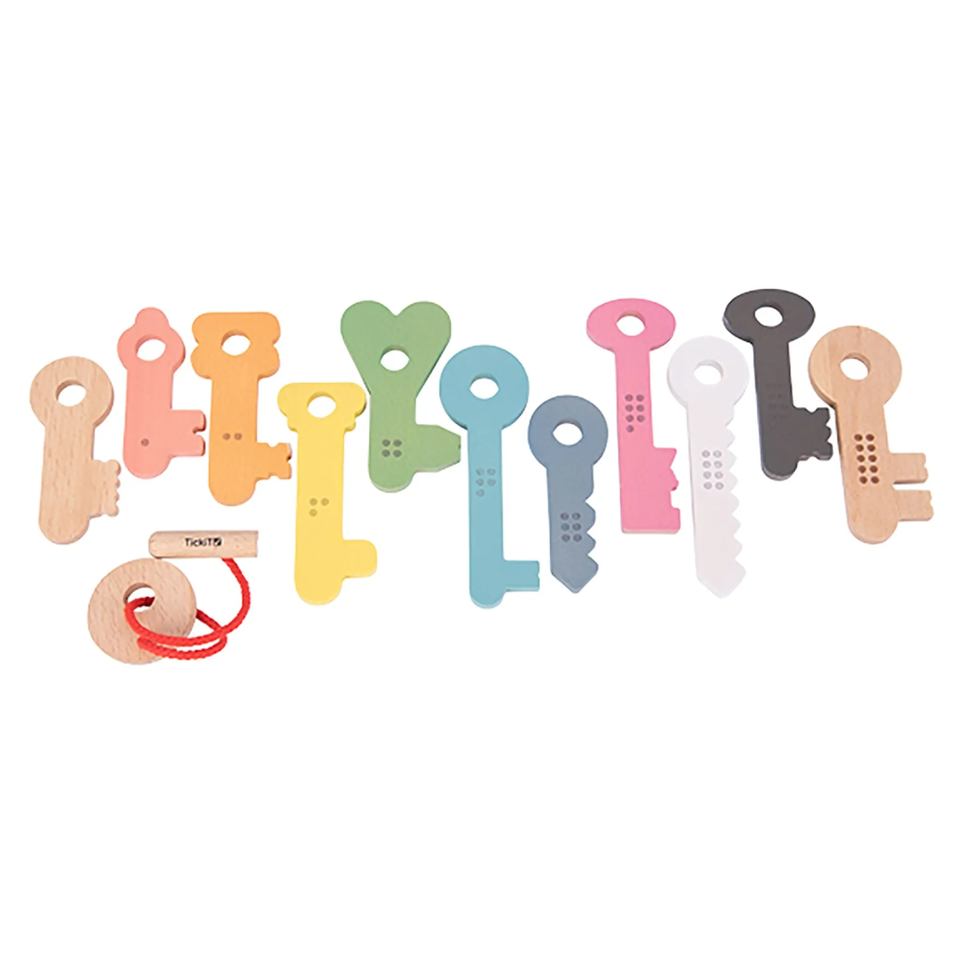 TickiT Rainbow Wooden Keys - 11 Colorful Beechwood Pieces