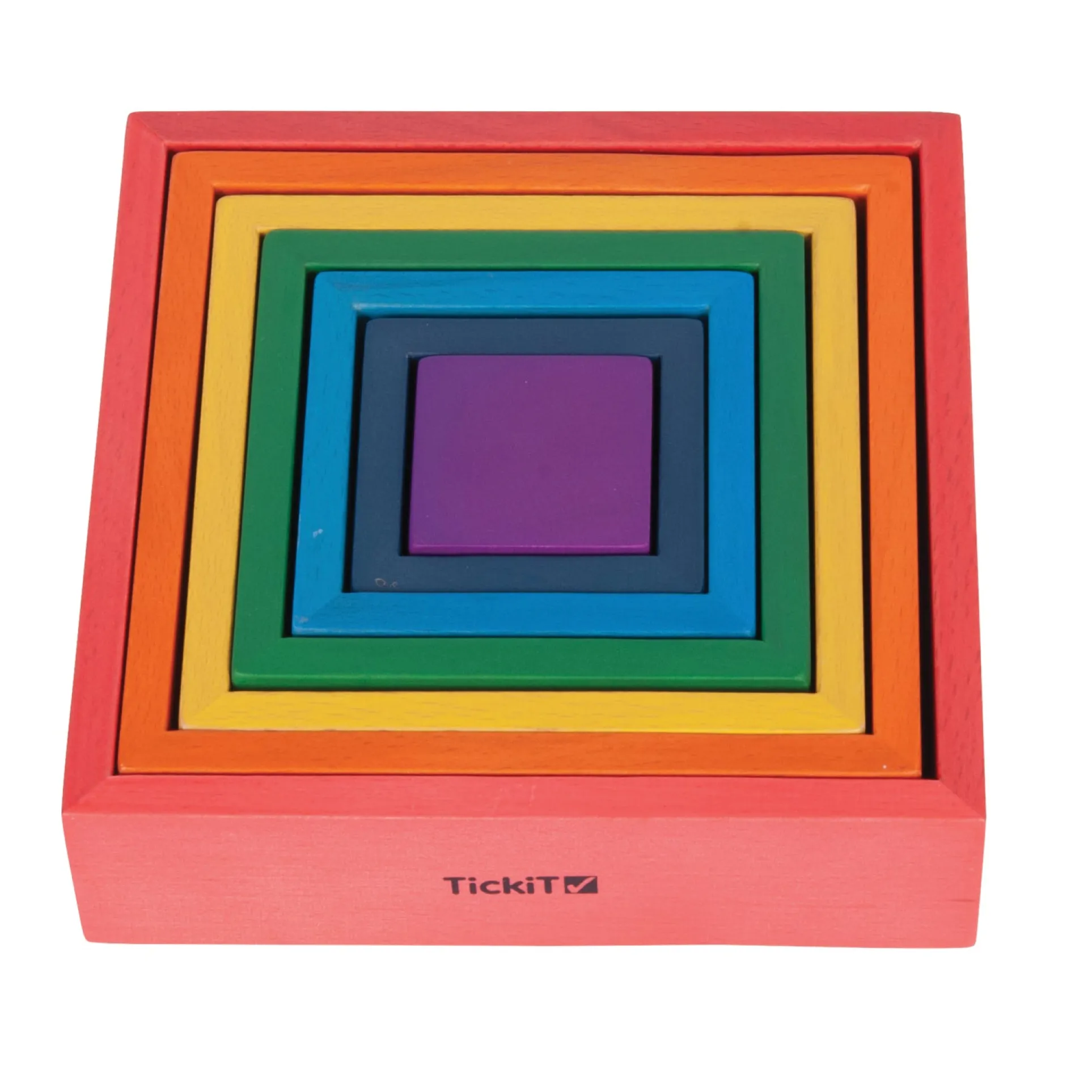 TickiT Wooden Rainbow Architect Squares - 7 Piece Nesting Set