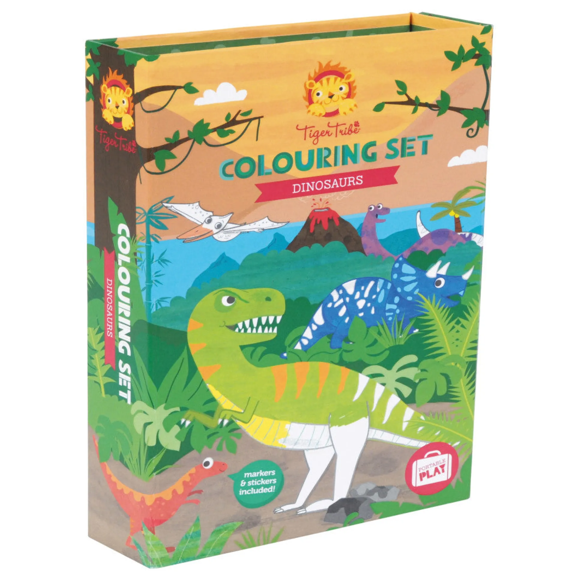 Tiger Tribe Jurassic Dinosaur Coloring Activity Set with Markers and Stickers
