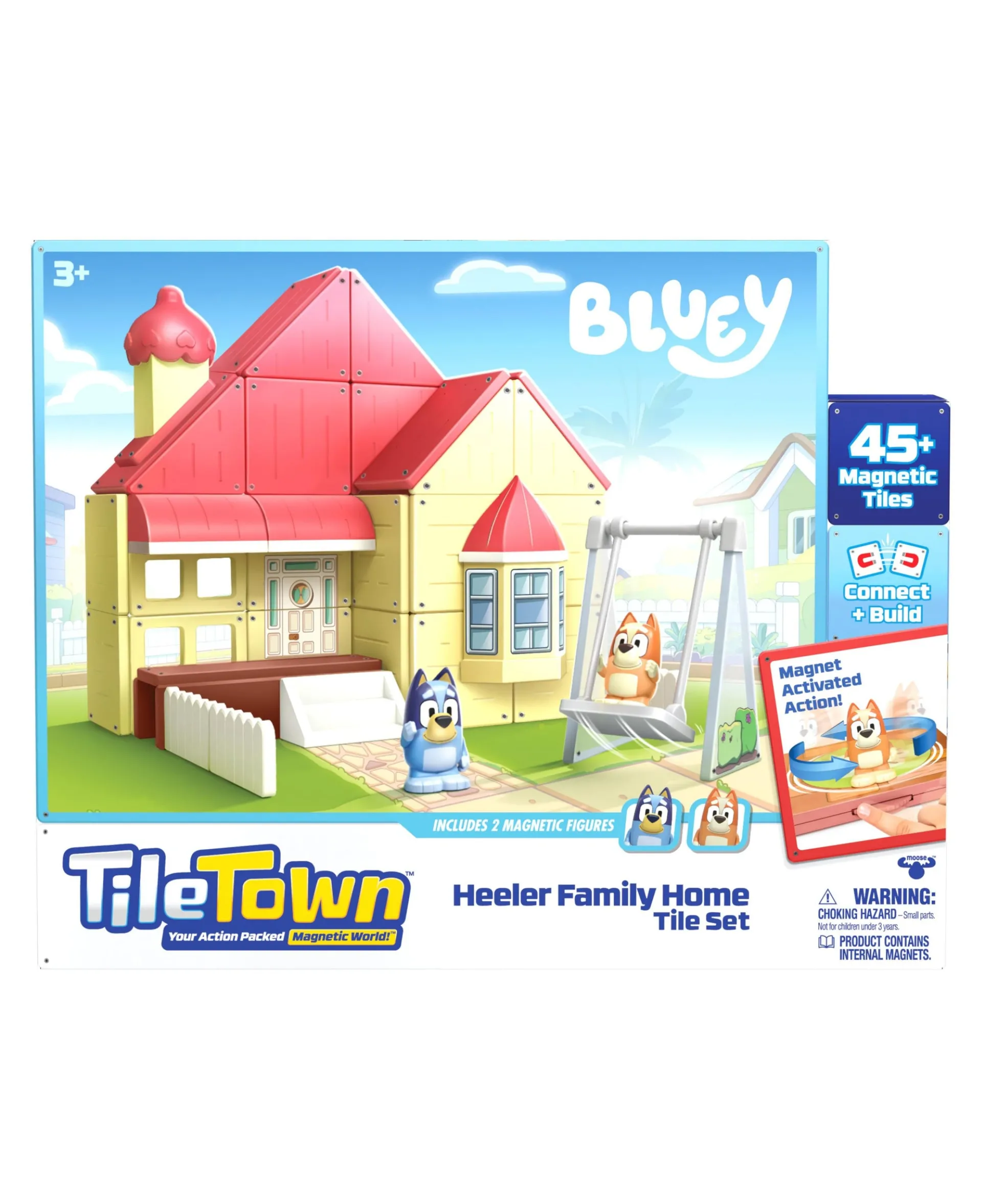 Tile Town Bluey Heeler Home Magnetic Tiles Playset, 46-Piece