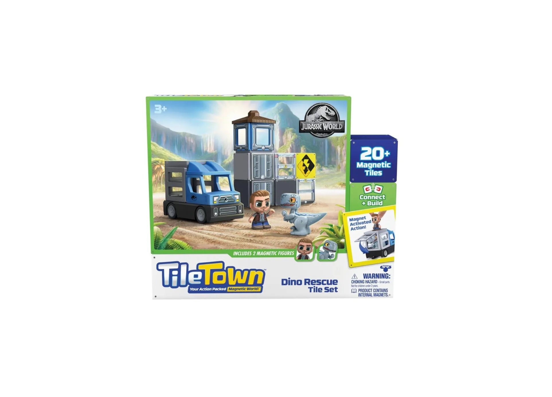Tile Town Jurassic World Dino Rescue Magnetic Playset, 22-Piece