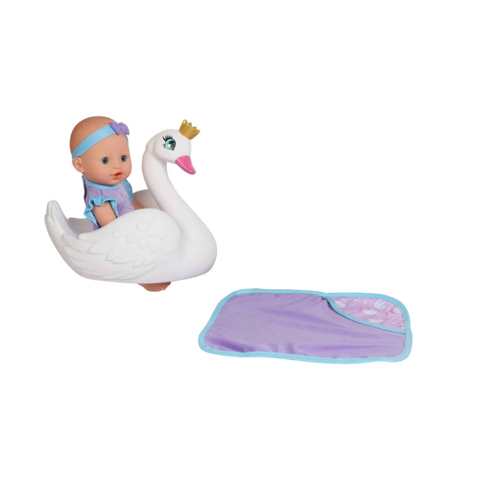 Toys R Us 12" Bath Time Baby Doll with Swan Floatie