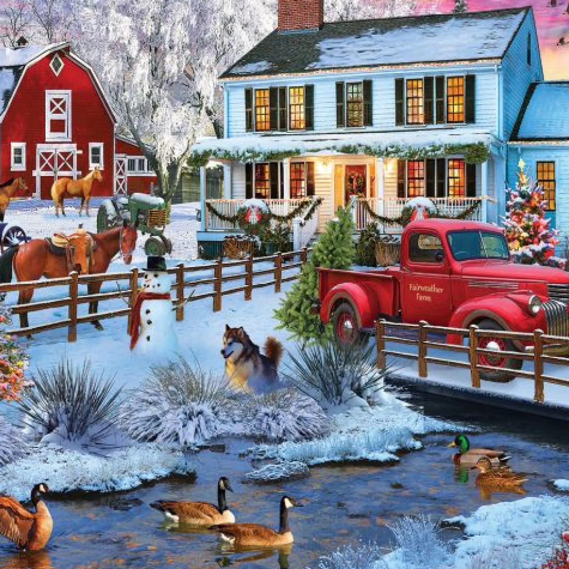 Toys R Us Christmas On The Farm Themed Jigsaw Puzzle - 1000pc