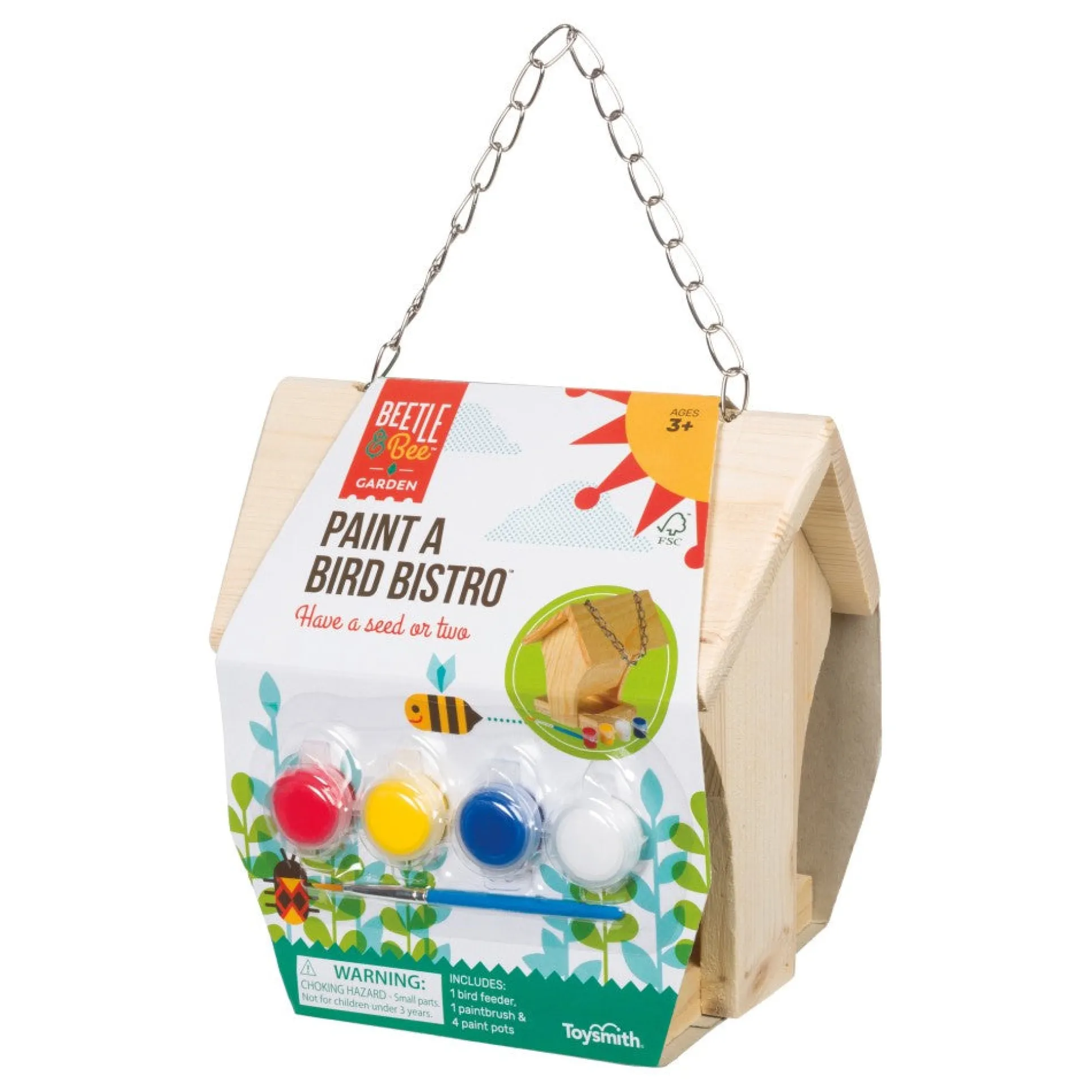 Toysmith Beetle & Bee Paint Your Own Bird Bistro Kit - DIY Birdhouse Craft Set