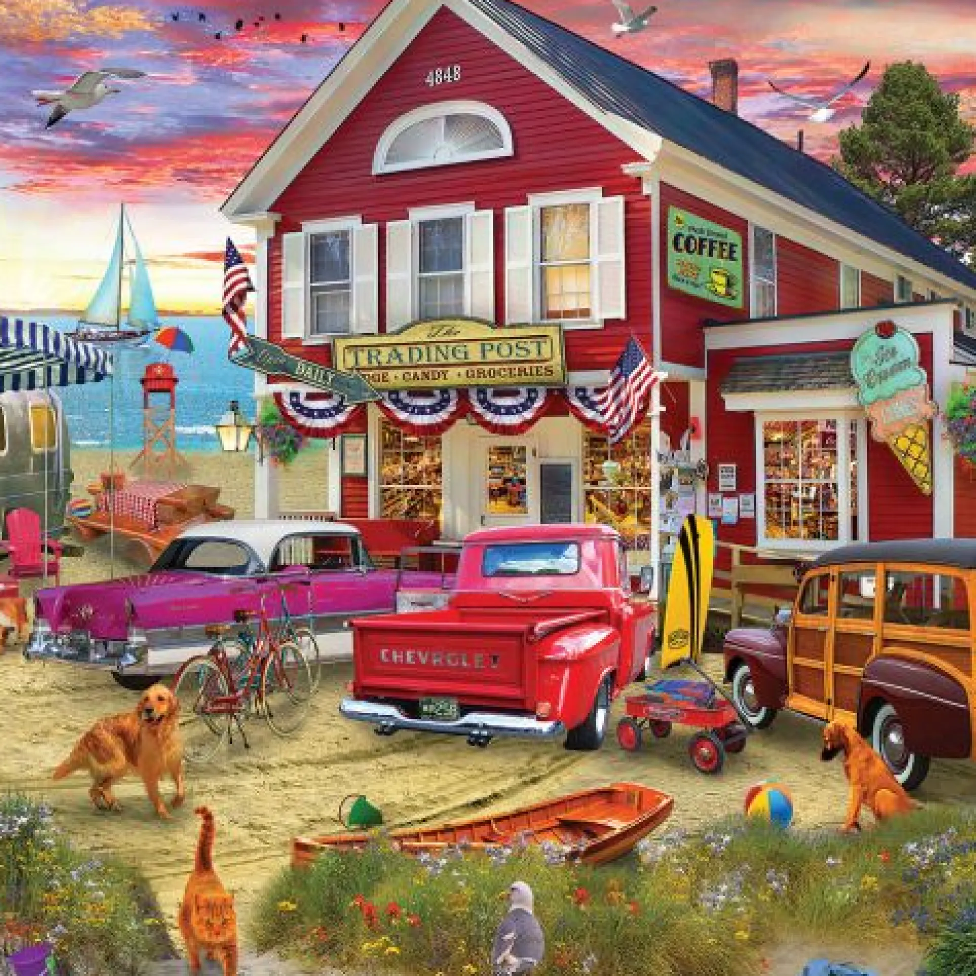 Trading Post Vibrant Scene Jigsaw Puzzle - 1000 pc
