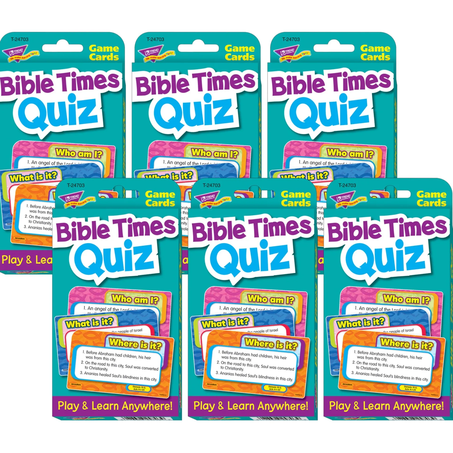 TREND Bible Times Quiz Challenge Cards, Multipack of 6
