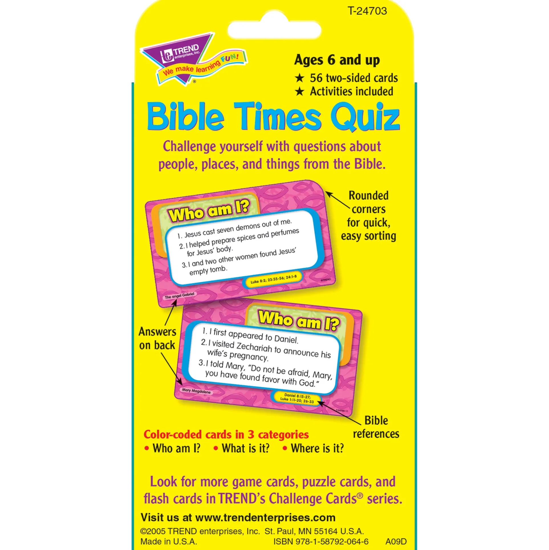 TREND Bible Times Quiz Challenge Cards, Multipack of 6