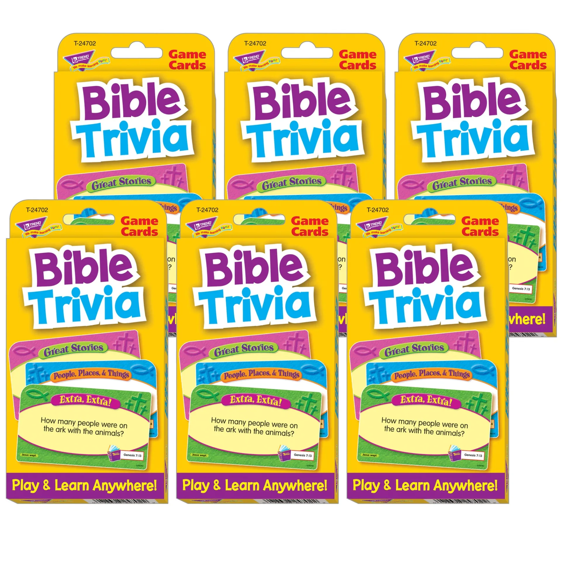 TREND Bible Trivia Challenge Cards, Ultimate Quiz Pack of 6