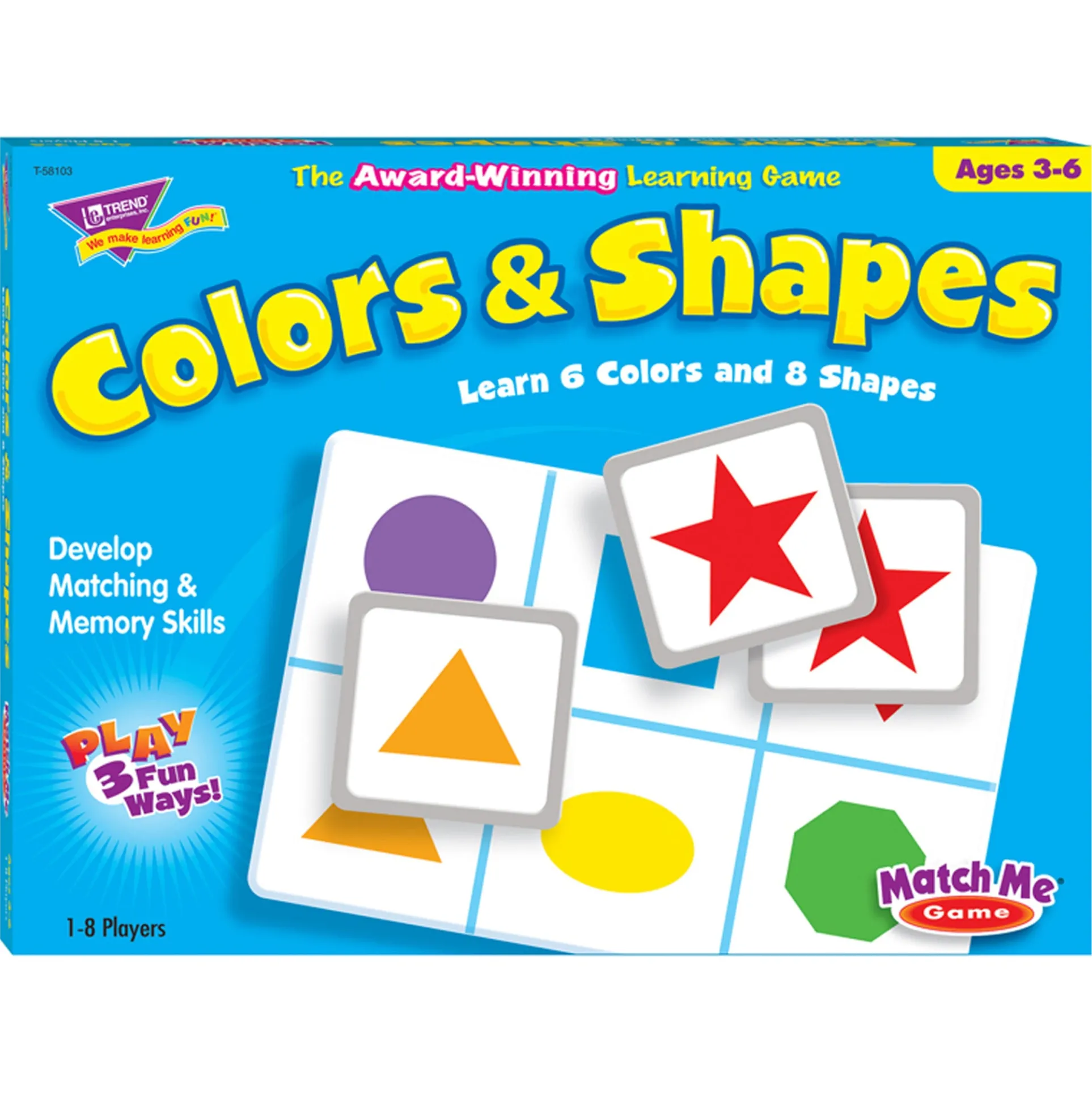 TREND Colors & Shapes Match Me Games - Educational Memory Board Game
