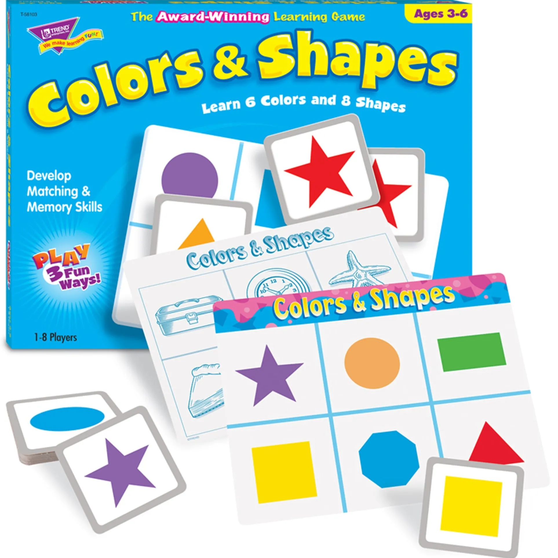 TREND Colors & Shapes Match Me Games - Educational Memory Board Game