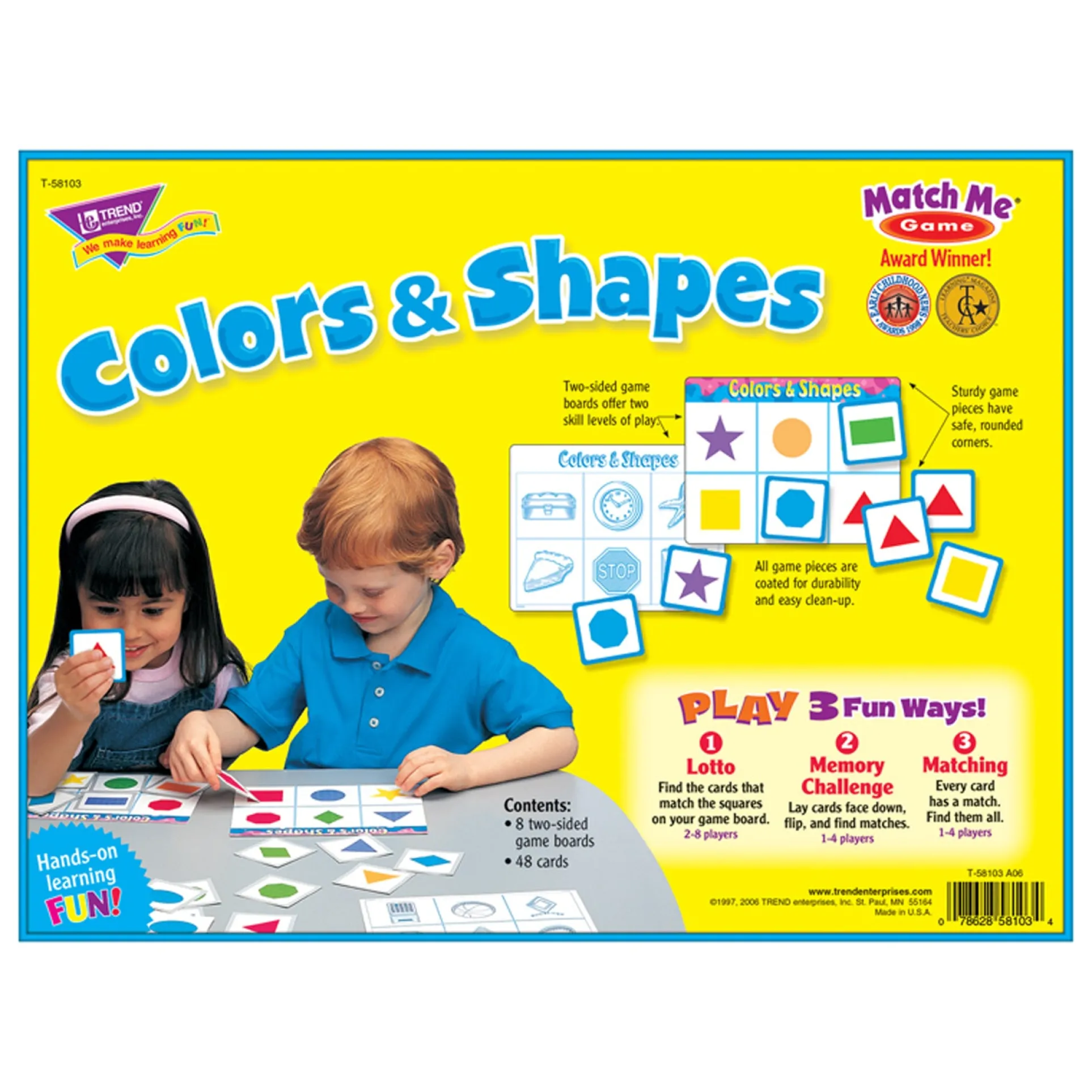 TREND Colors & Shapes Match Me Games - Educational Memory Board Game