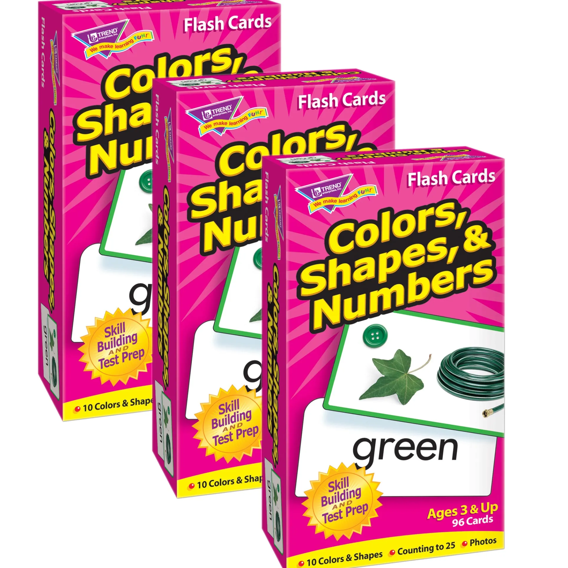 TREnd Colors, Shapes & Numbers Skill Drill Flash Cards - Educational Trio Pack