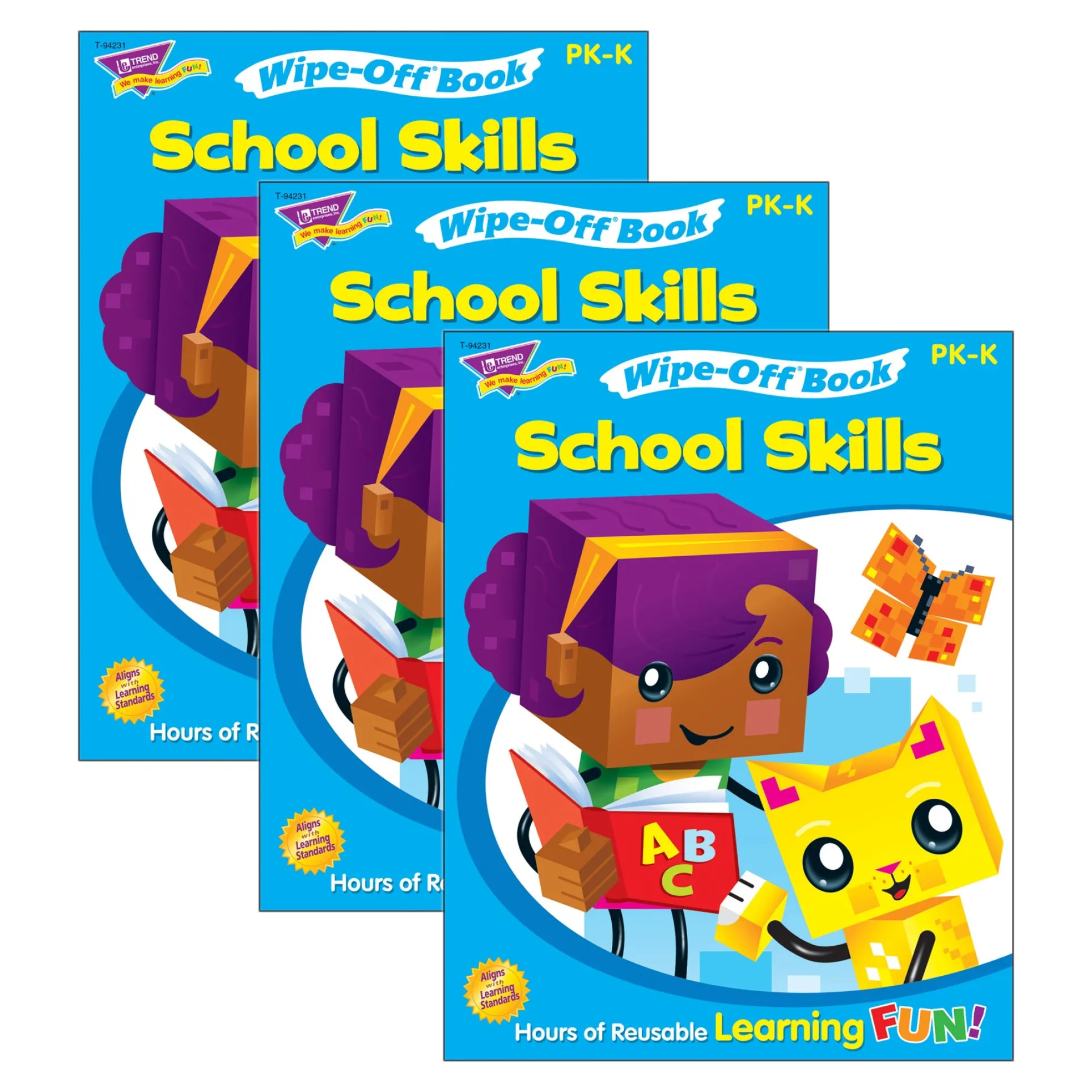 TREND School Skills Wipe-Off Book - BlockStars! Collection - 3-Pack