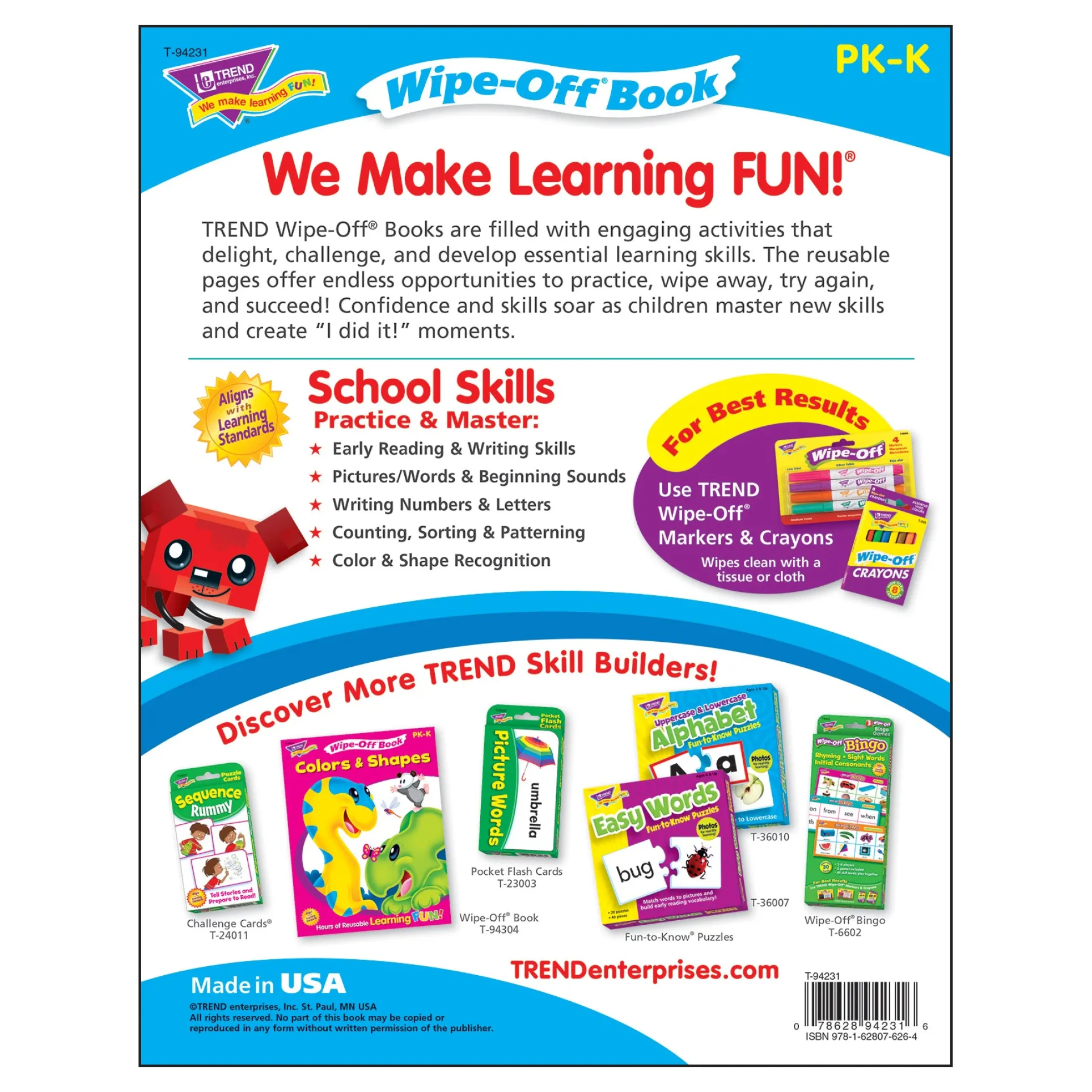 TREND School Skills Wipe-Off Book - BlockStars! Collection - 3-Pack