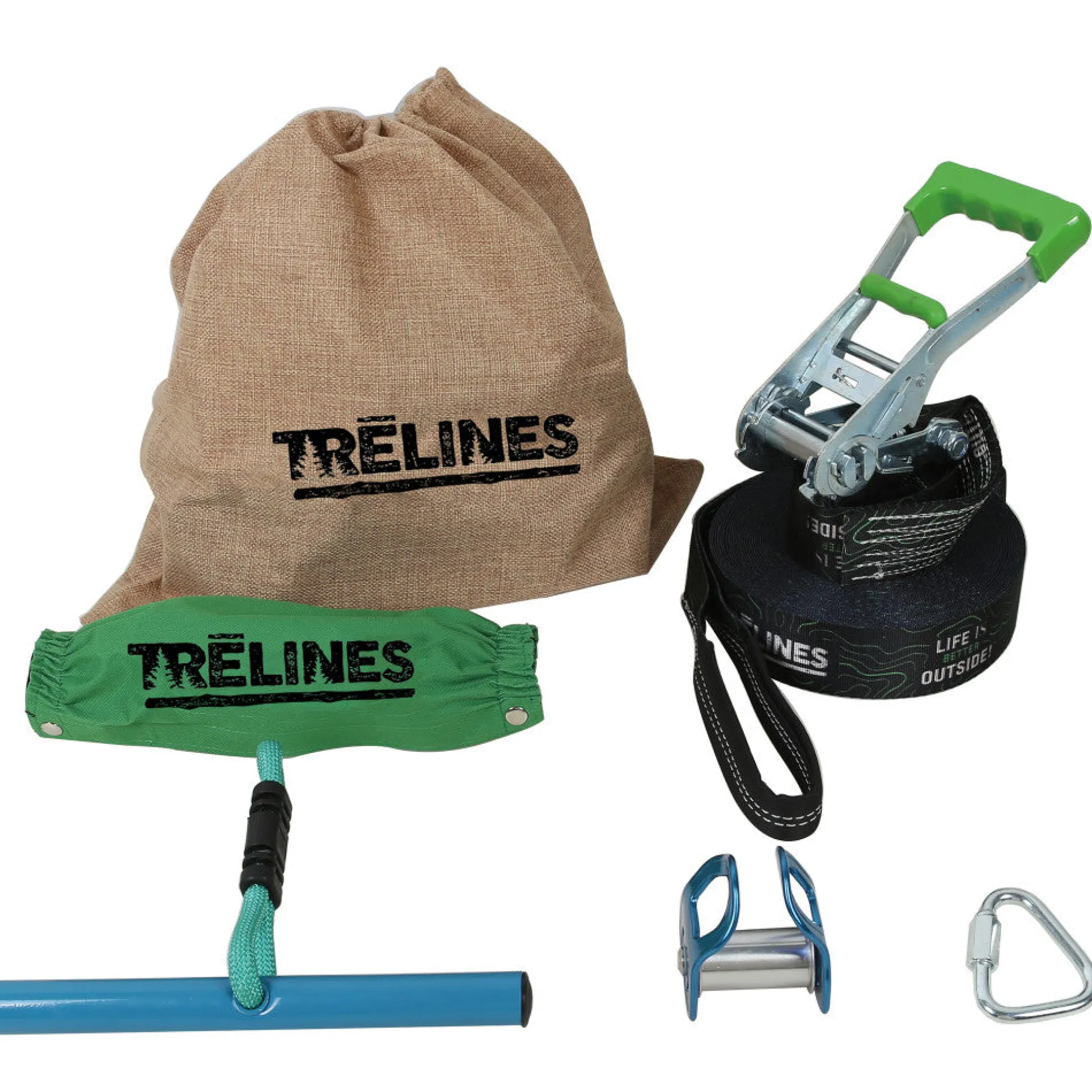 Treslines Roller Adventure Line 36 ft - Zipline with Grip Bar Handle