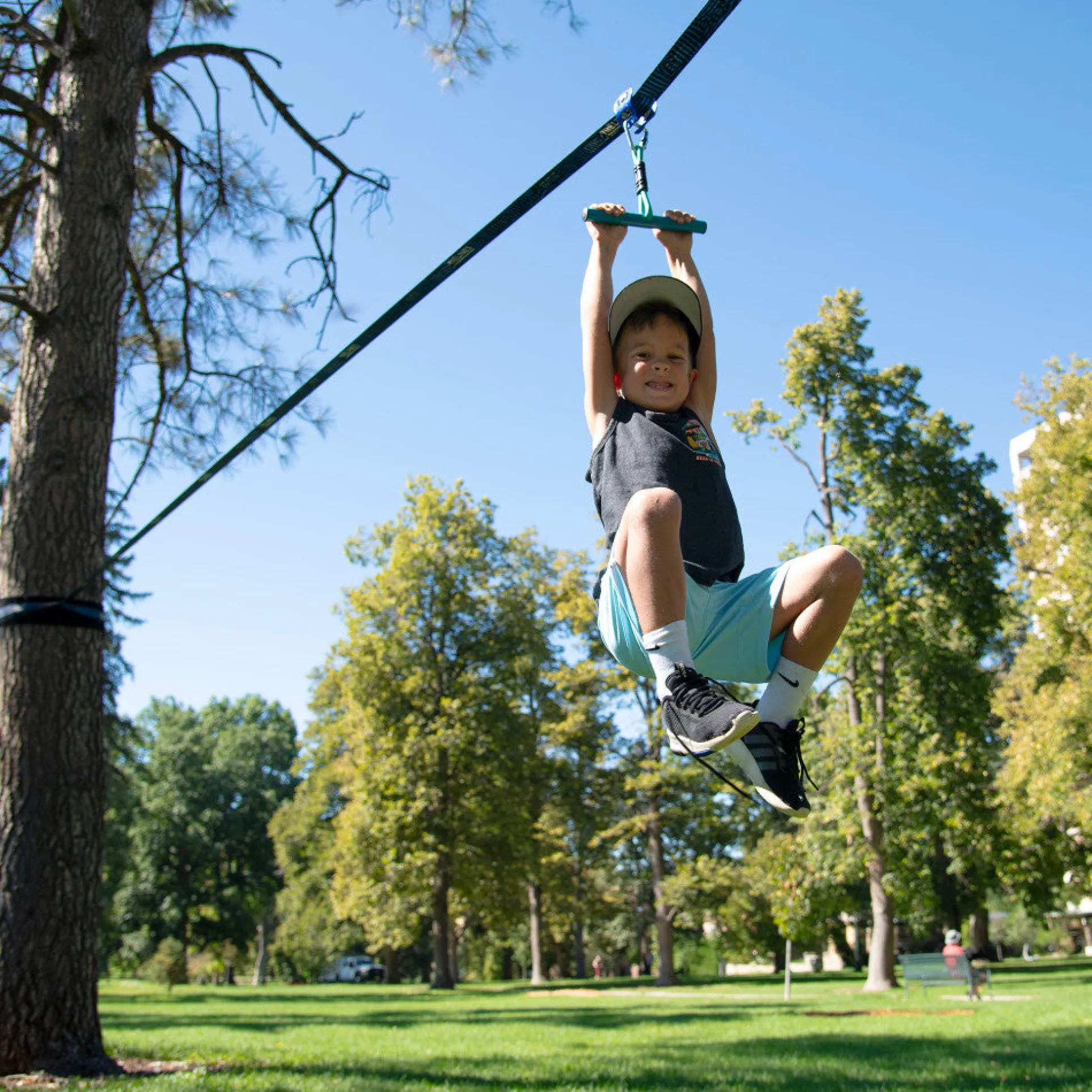 Treslines Roller Adventure Line 36 ft - Zipline with Grip Bar Handle