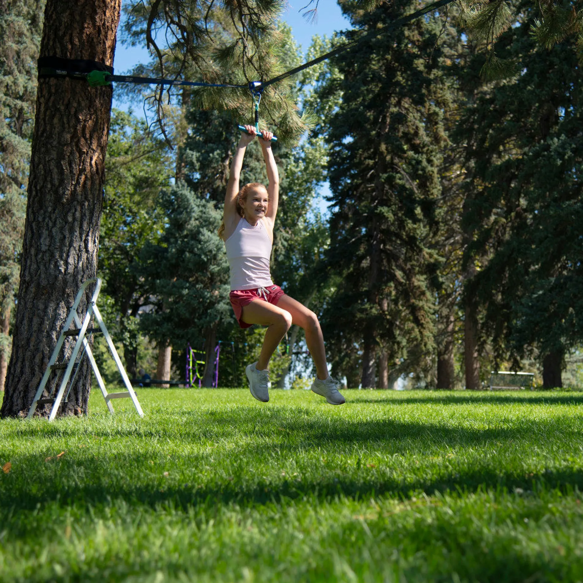 Treslines Roller Adventure Line 36 ft - Zipline with Grip Bar Handle