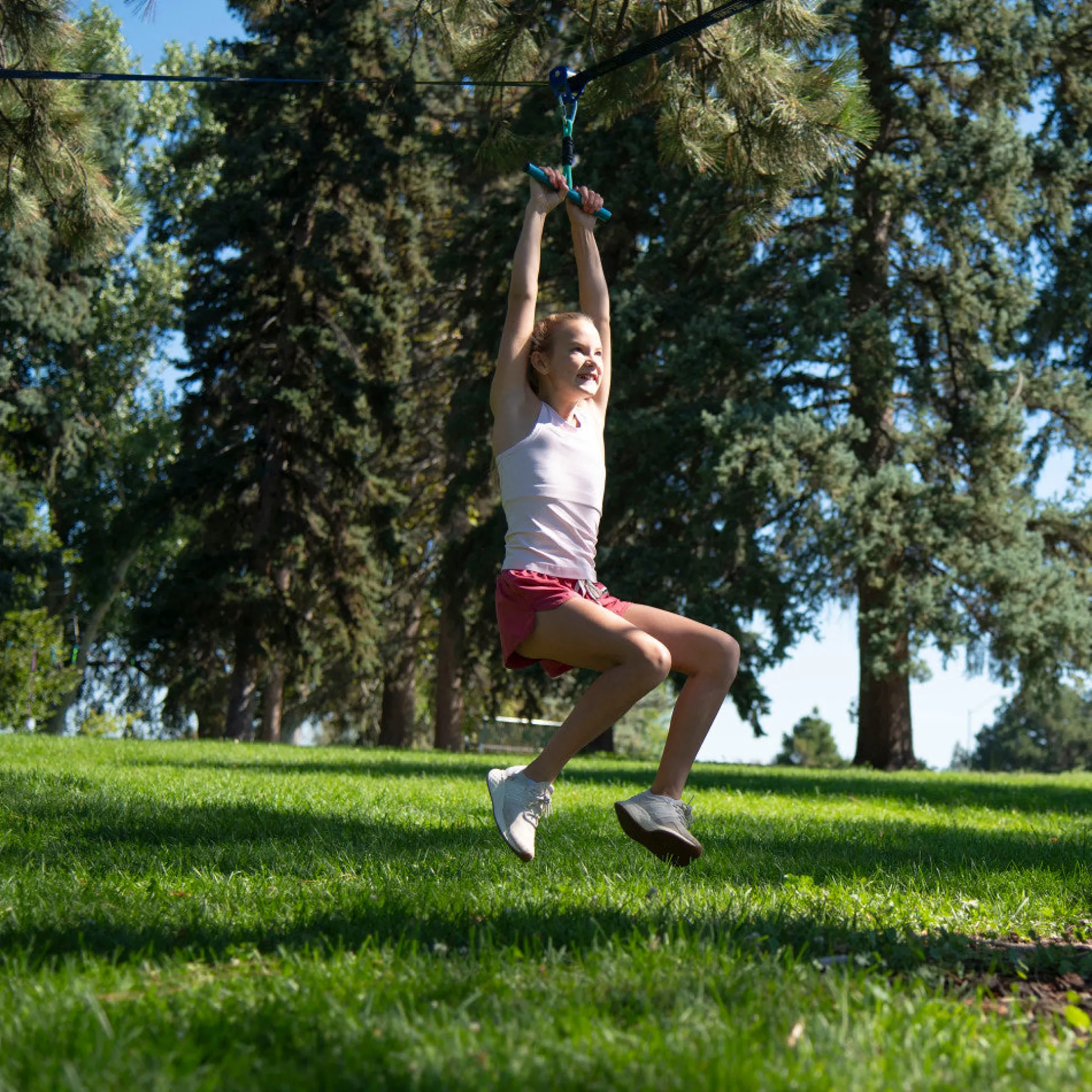 Treslines Roller Adventure Line 36 ft - Zipline with Grip Bar Handle