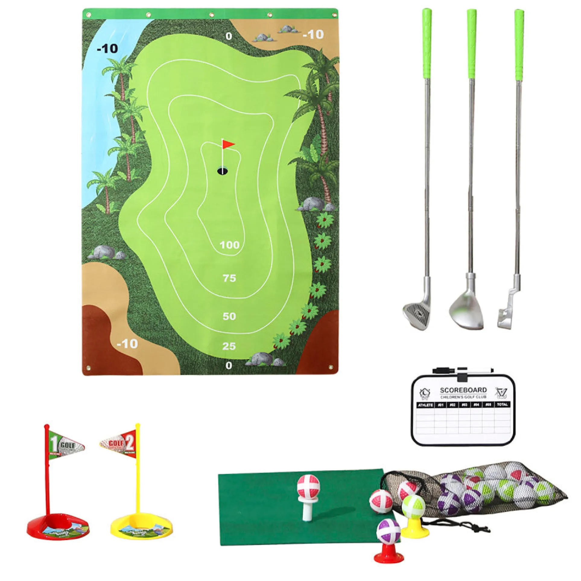 Trimate Golf Game Chipping Mat and Accessories, Ultimate Practice Golf Travel Set