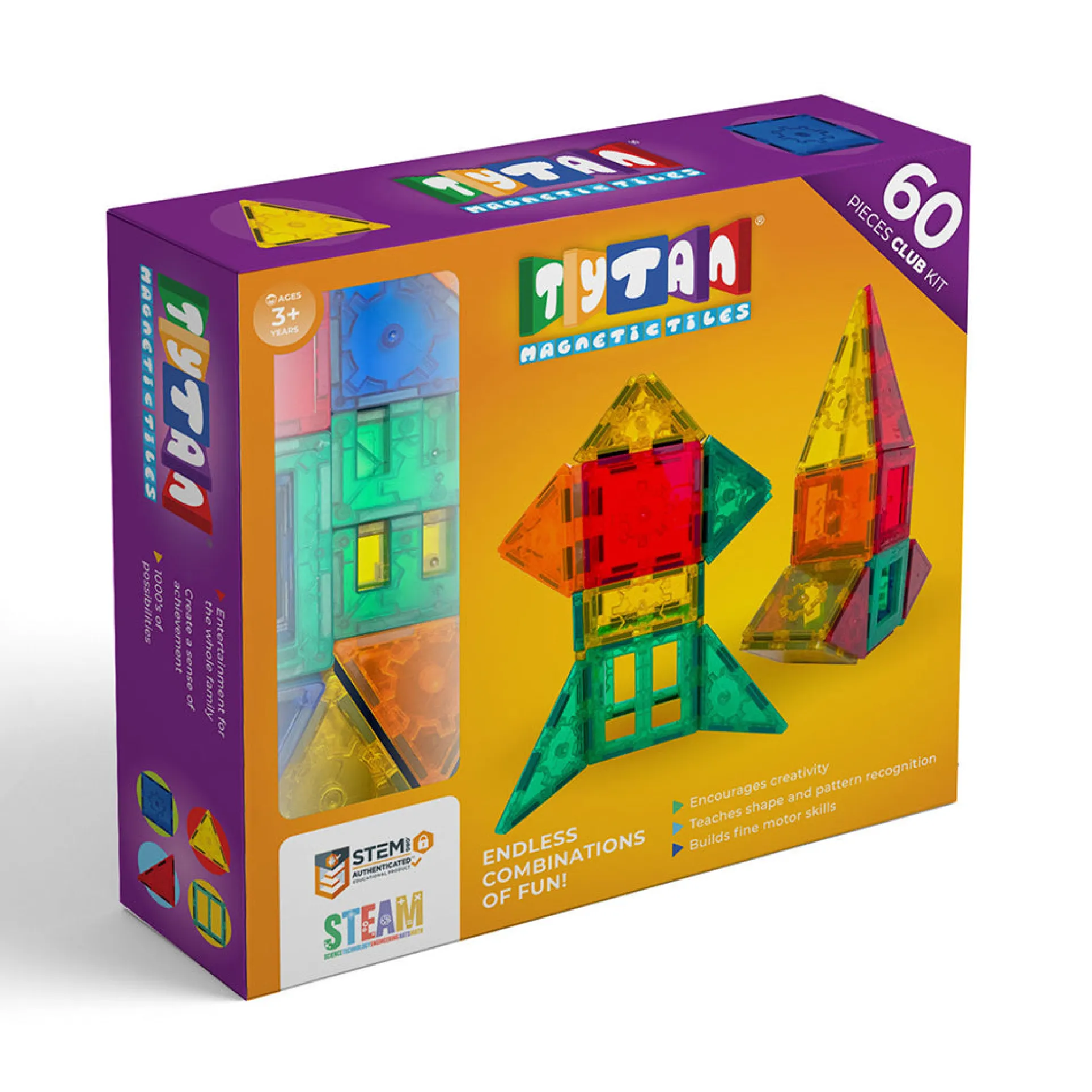 Tytan Magnetic Tiles Value Kit - 60 Piece Colorful Construction Set