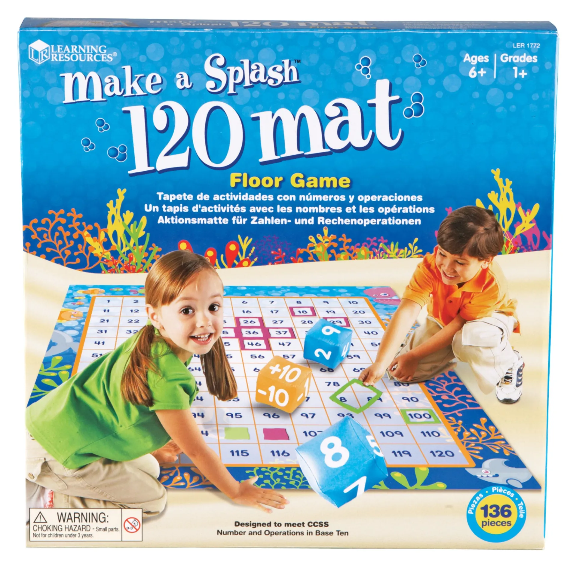 Learning Resources Make a Splash 120 Mat Floor Game - Math Exploration