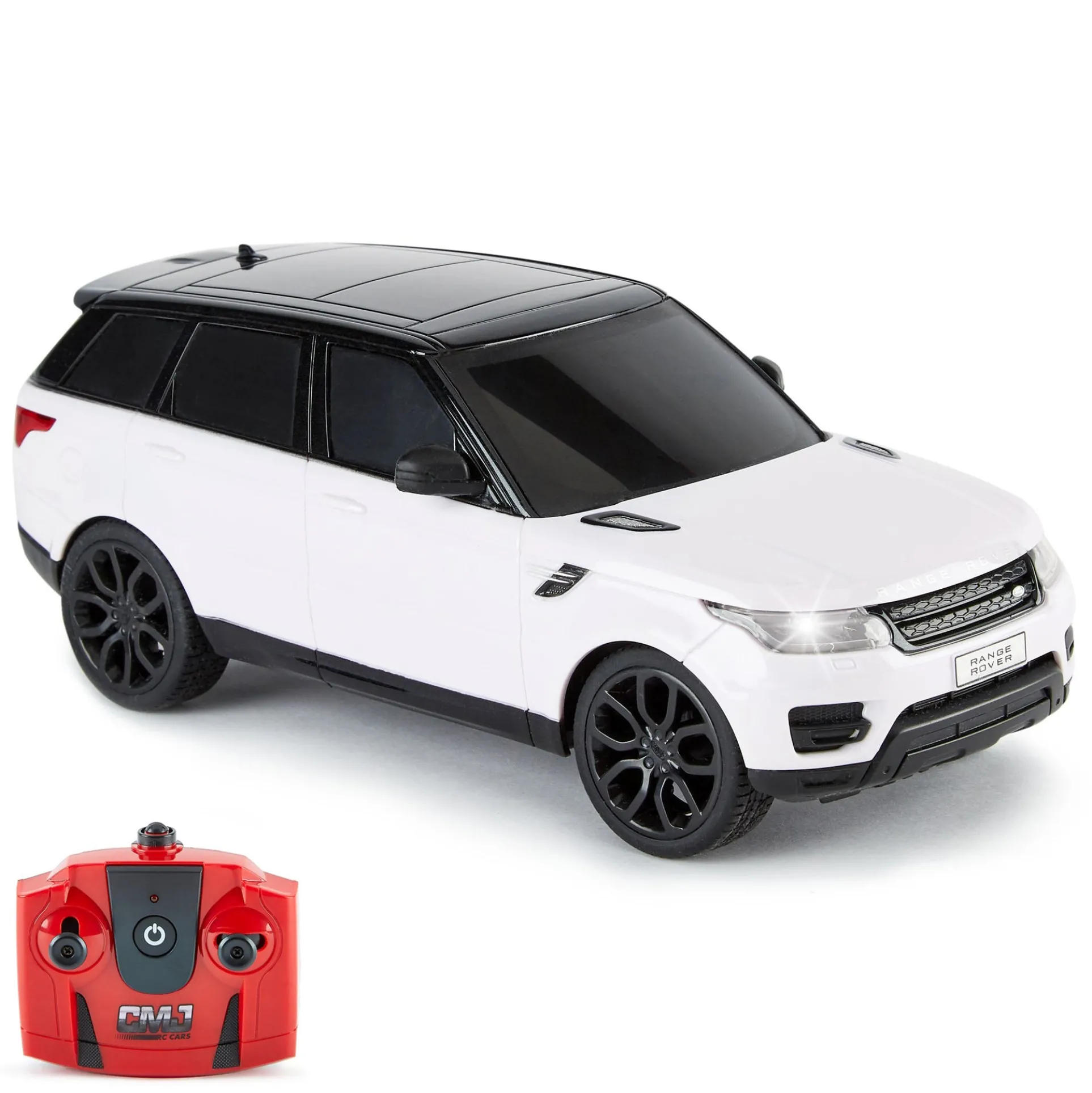 CMJ RC Cars Range Rover - White - 1:24 Scale, 2.4GHz Remote Control SUV with LED Headlights