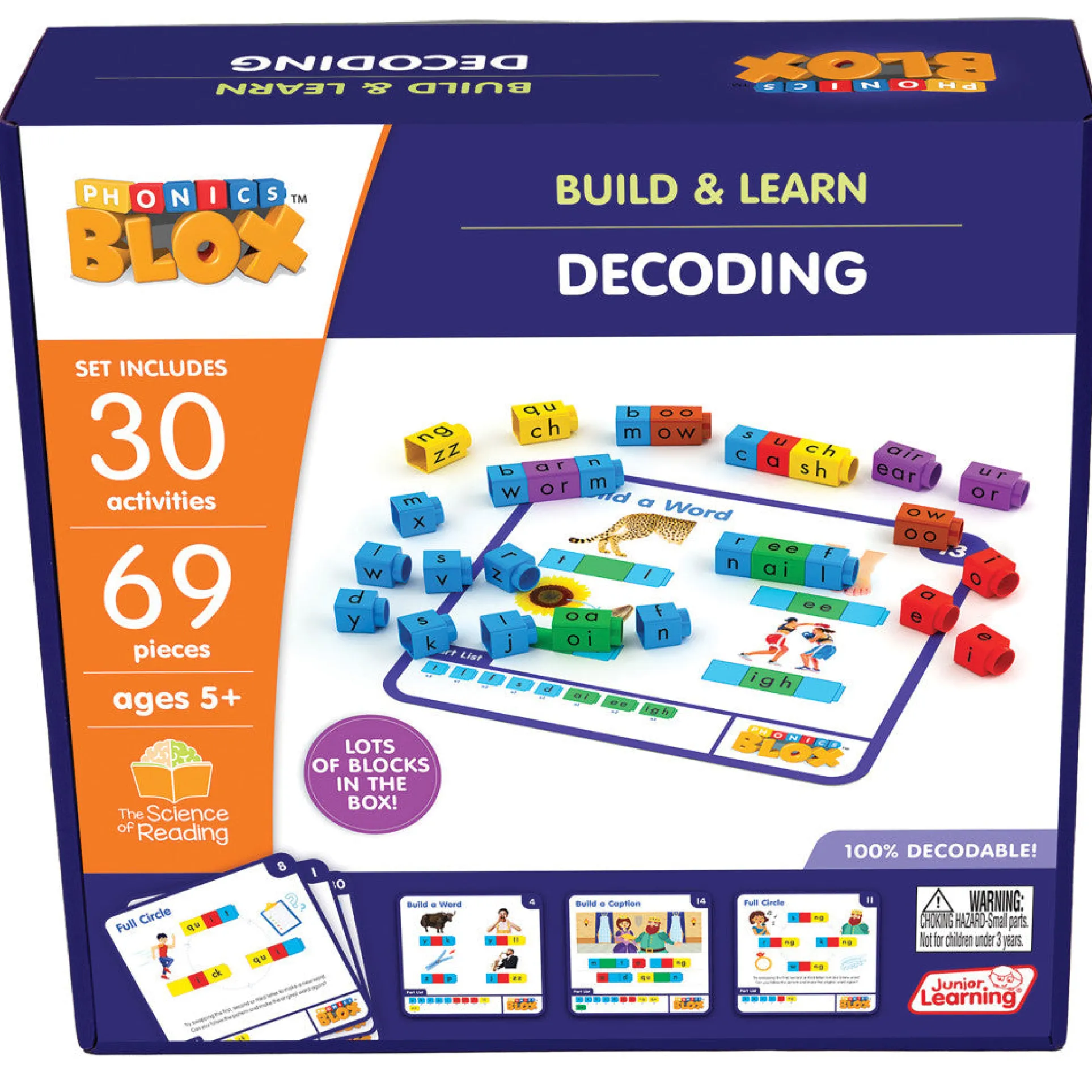 Junior Learning Rainbow Phonics Blox - Decoding Phase 3 - Educational Toy for Ages 5+