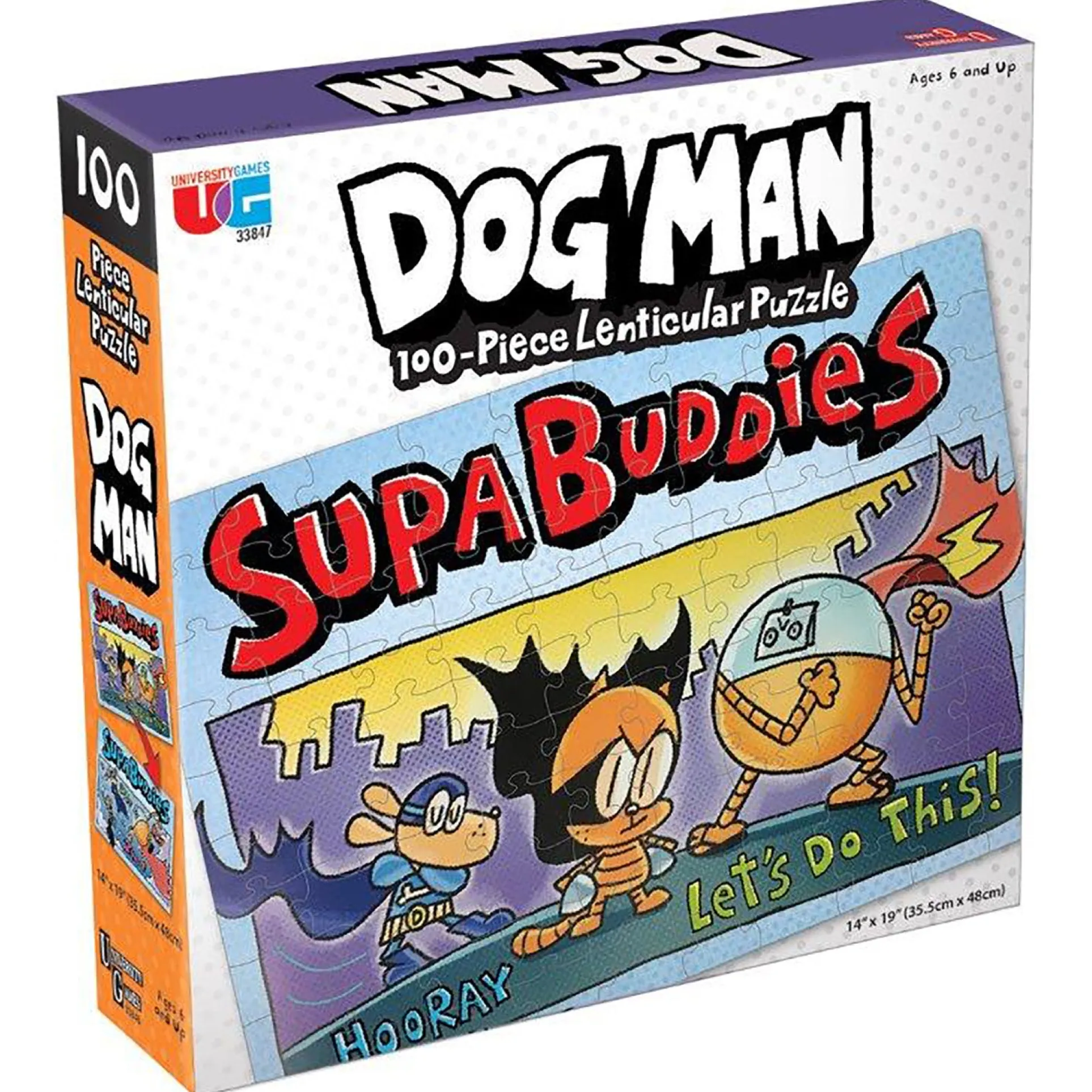 University Games Dog Man Supa Buddies Lenticular Puzzle - 2-in-1, 100 pc