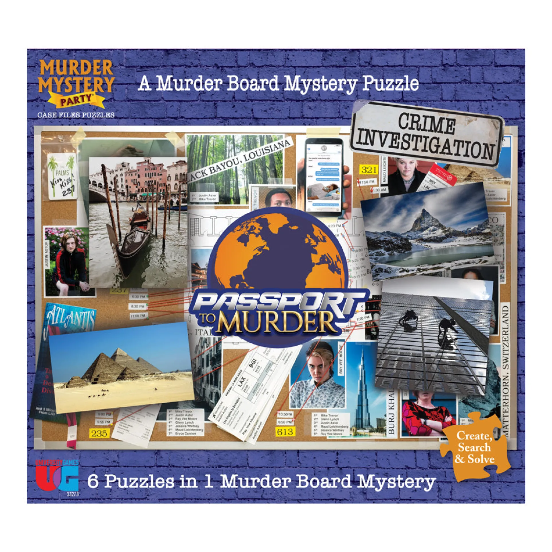 University Games Murder Mystery Party Case Files - Passport to Murder Puzzle Set