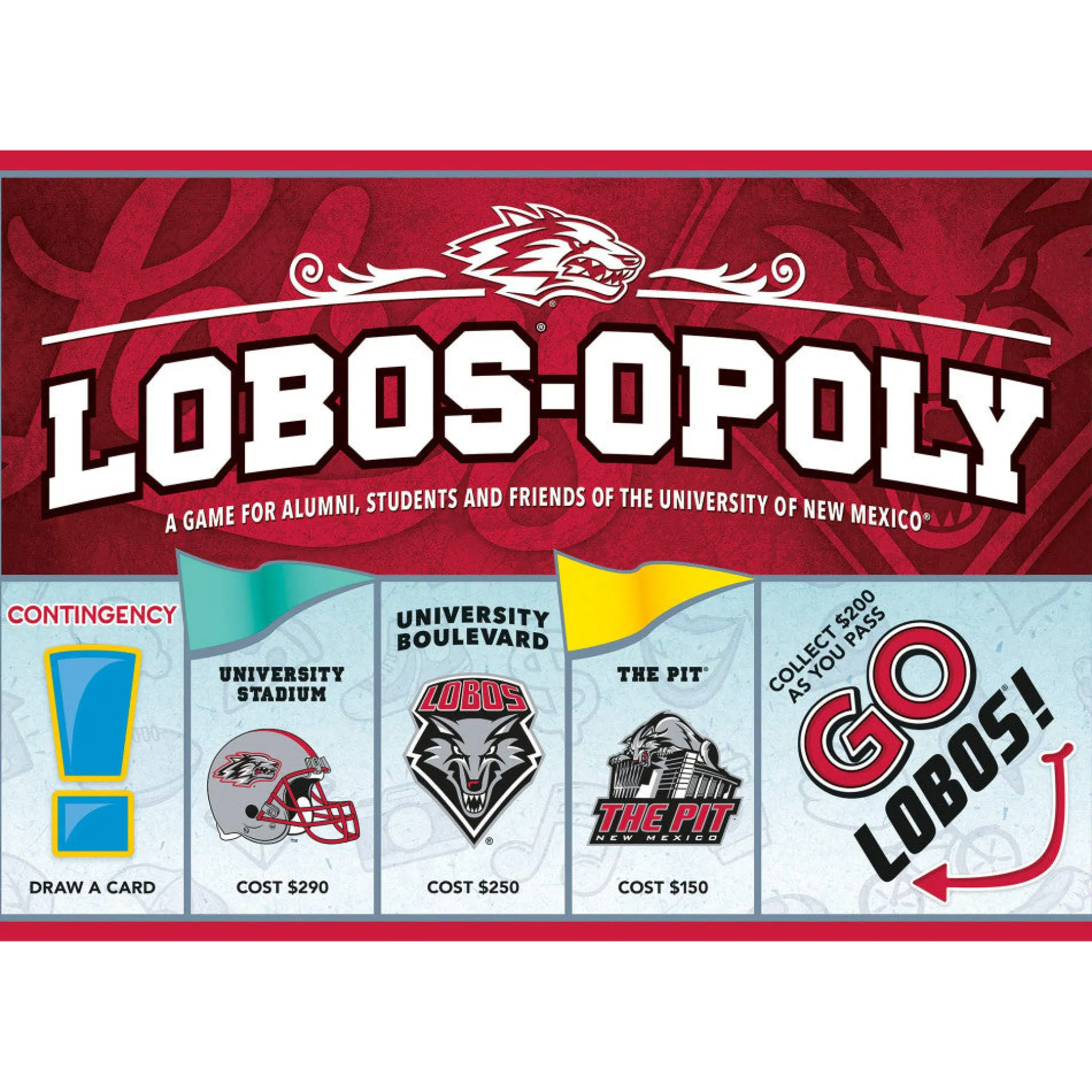 University of New Mexico Lobos-Opoly Board Game for Ages 8+