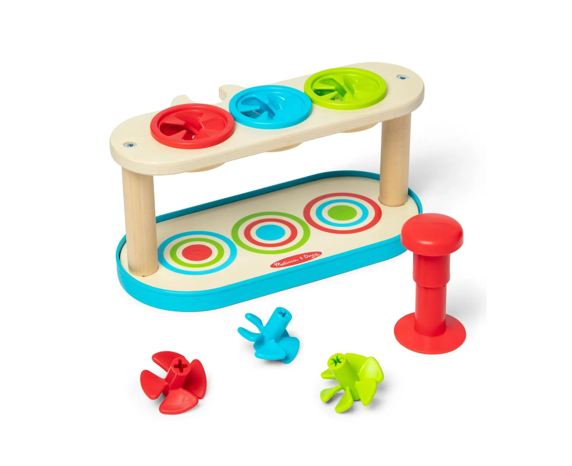 Melissa & Doug Match & Push Spinning Tops - Colorful Learning Toy