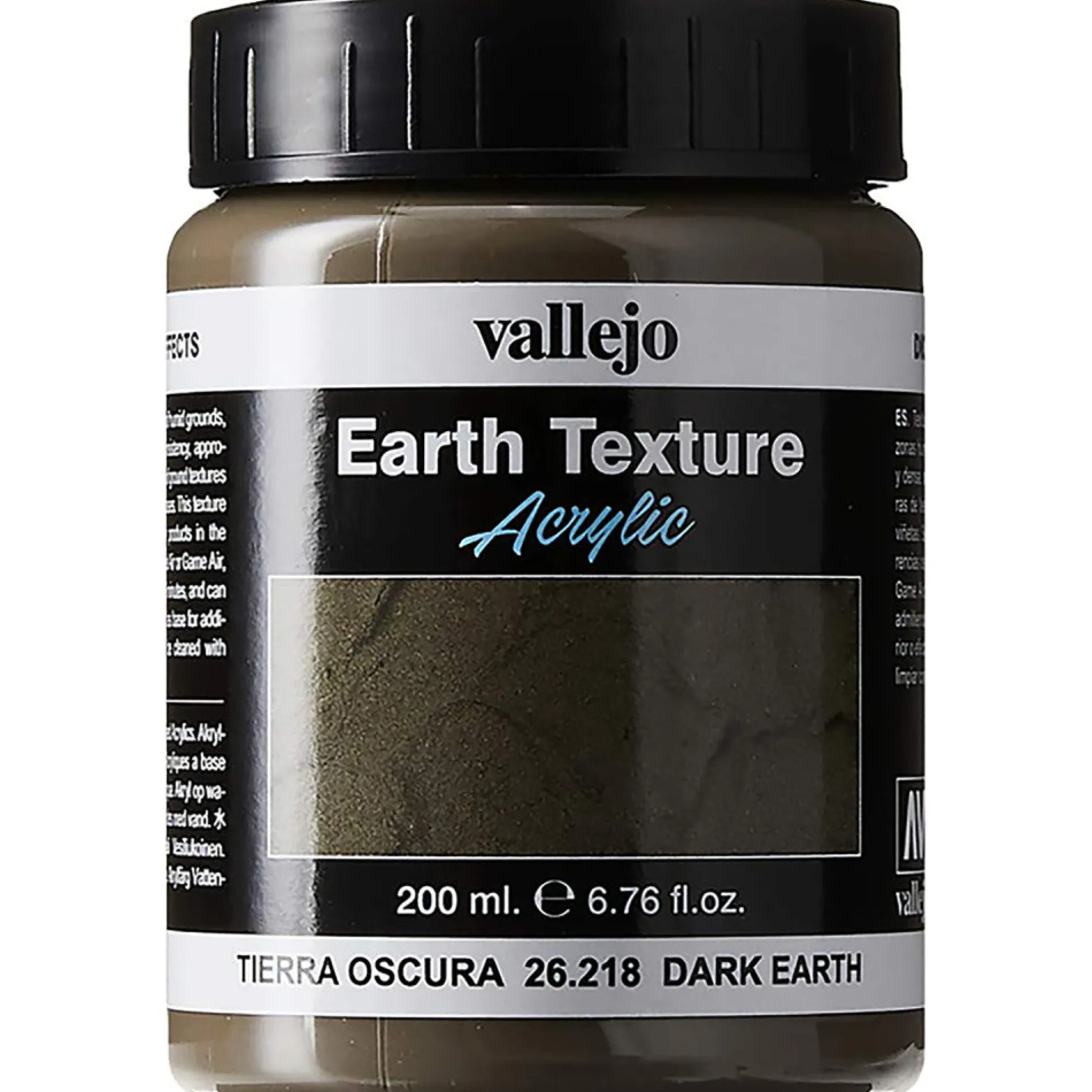 Vallejo Texture Acrylic Paint - Dark Earth 26218 - 6.79 oz (200ml)