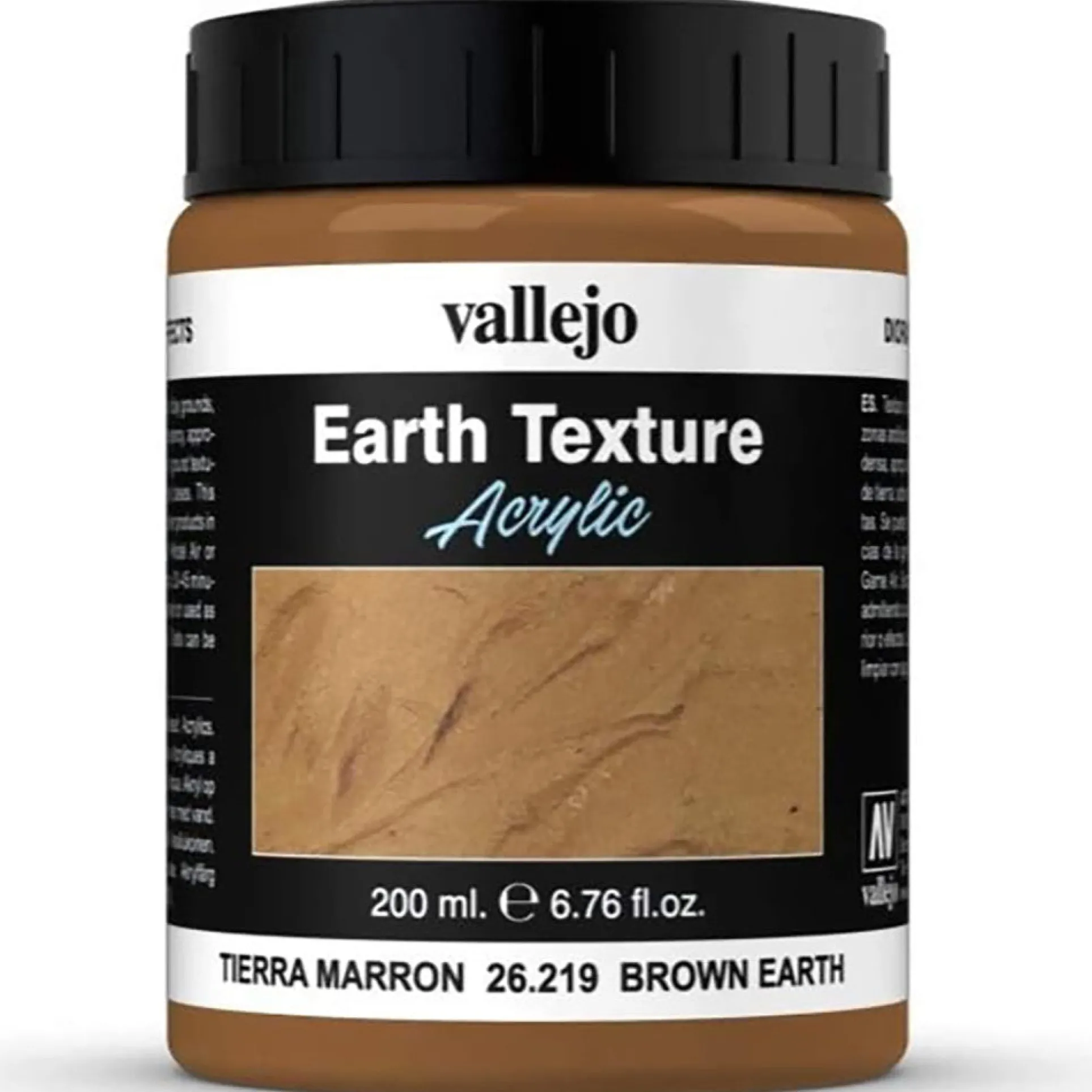 Vallejo Texture Acrylic Paint - Brown Earth 26219 - 6.79oz (200ml)