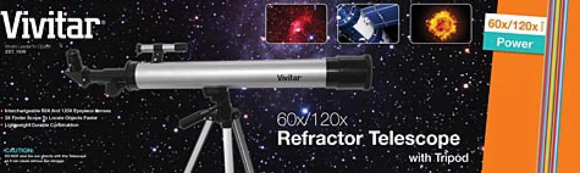 Vivitar StarGazer 60x120x Refractor Telescope Kit with Tripod and Finder Scope