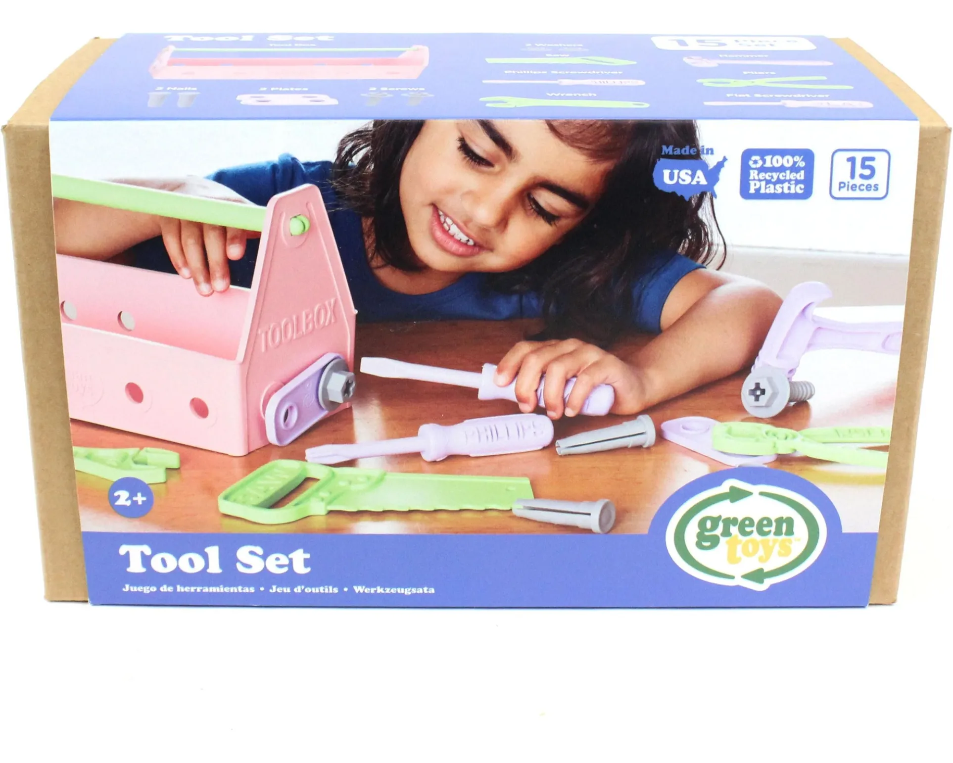 Green Toys 15-Piece Pink Tool Set for Role Play